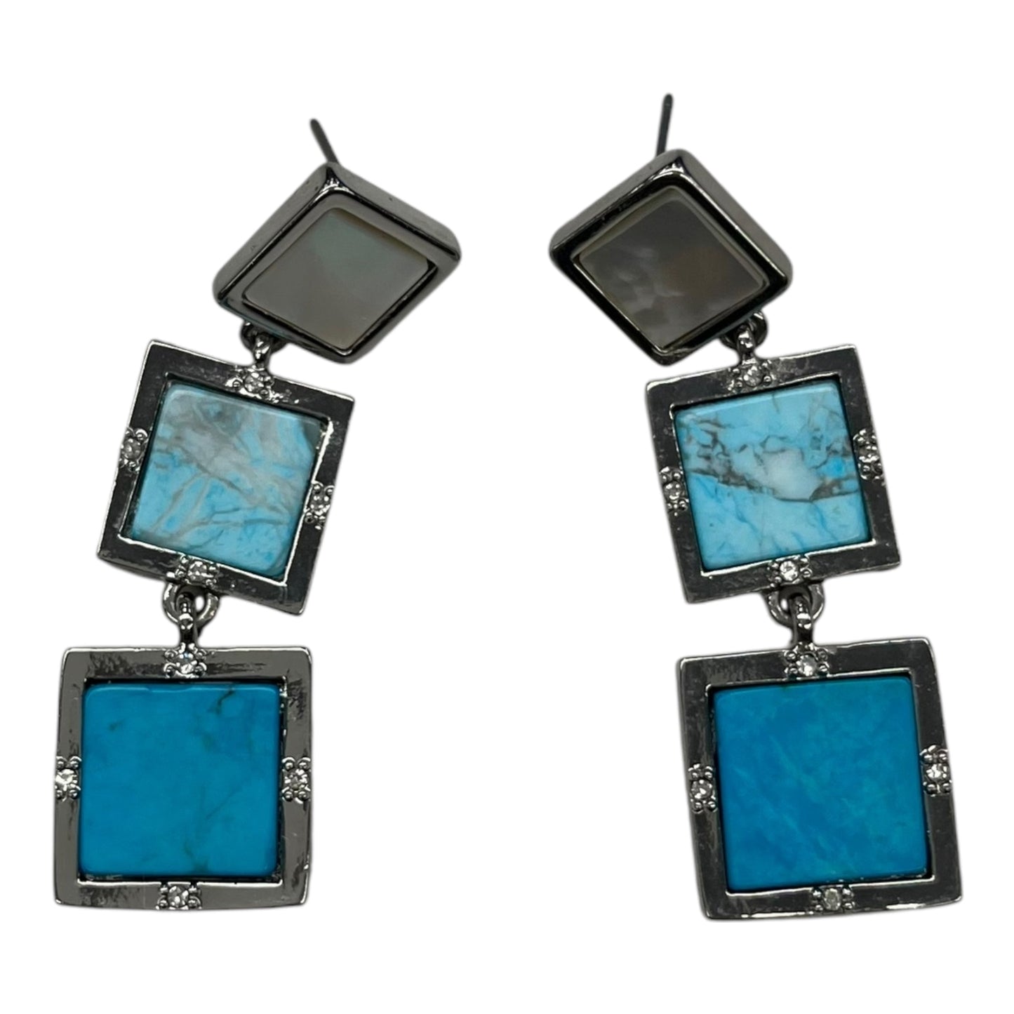 Earrings Dangle/Drop By Cmf In Blue & Silver