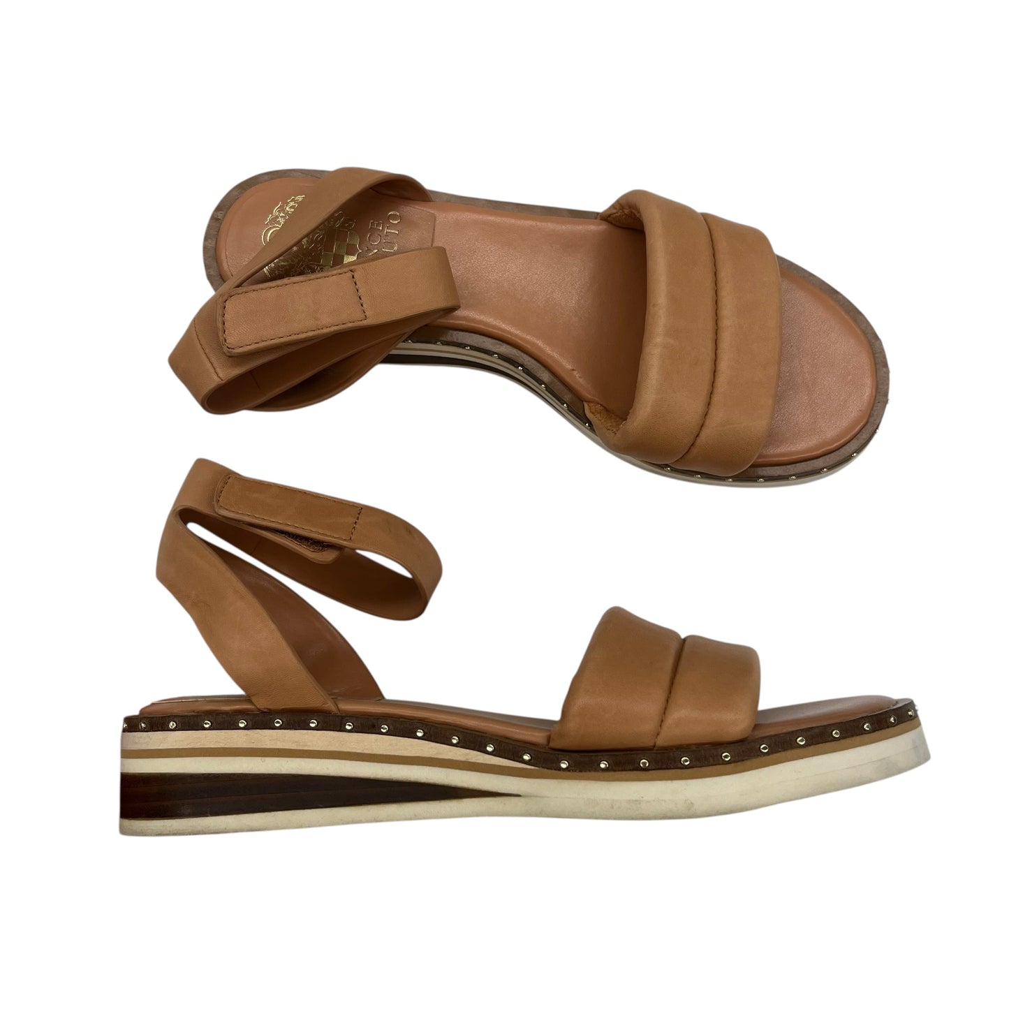Sandals Heels Wedge By Vince Camuto In Tan, Size:7.5