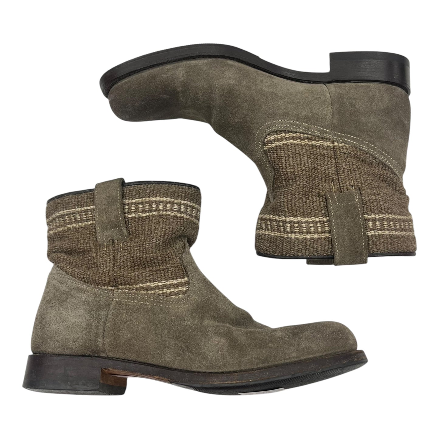 Boots Ankle Flats By Cmb In Taupe, Size:7.5