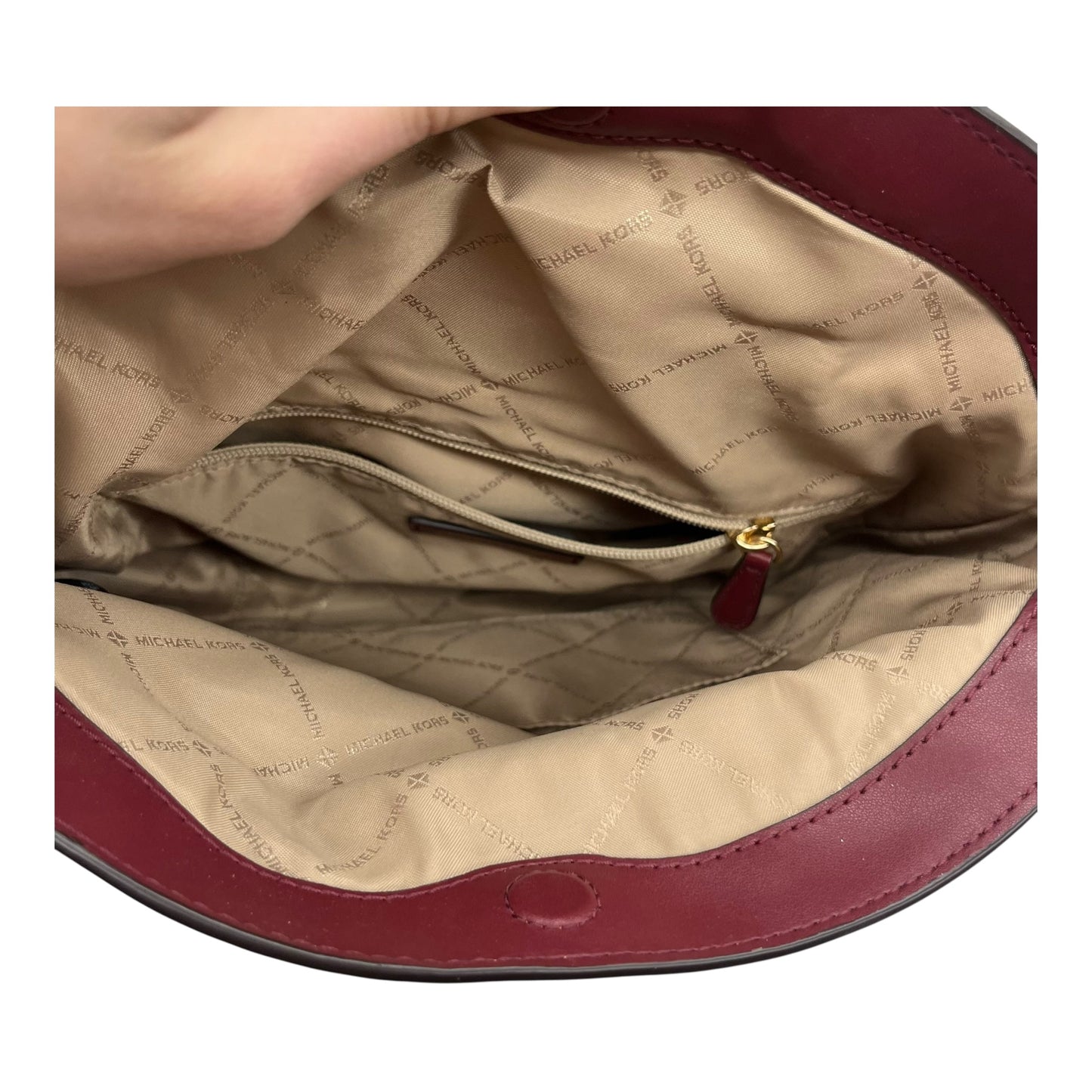 Crossbody Designer By Michael Kors In Maroon, Size:Medium