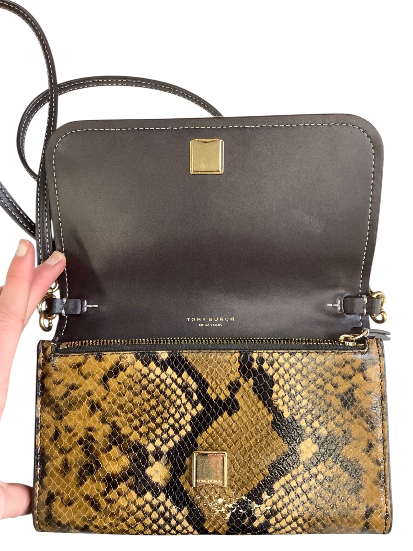 Crossbody Designer By Tory Burch In Animal Print, Size:Small
