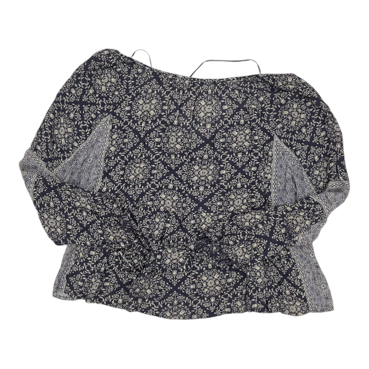 Blouse Ls By Zara In Blue & Cream, Size:L