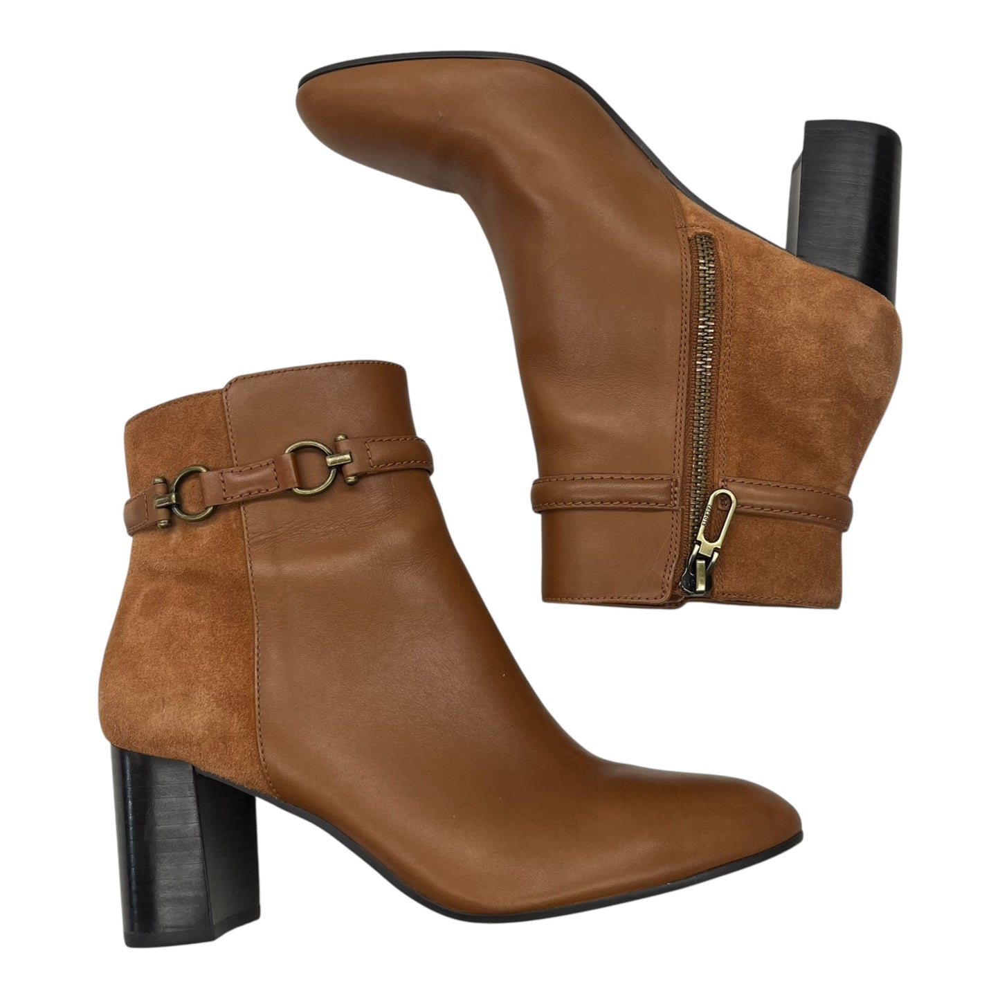 Boots Ankle Heels By Talbots In Brown, Size:6.5