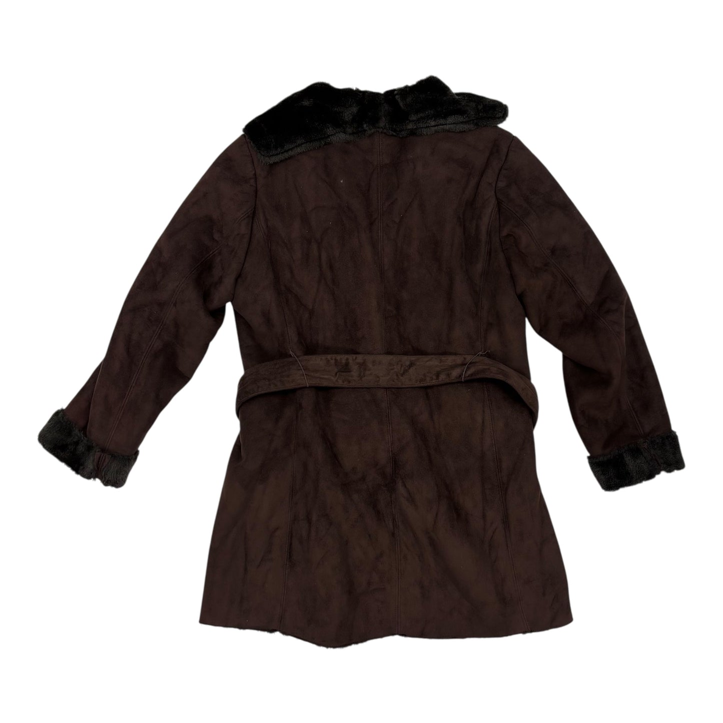 Coat Faux Fur & Sherpa By Calvin Klein In Brown, Size:S