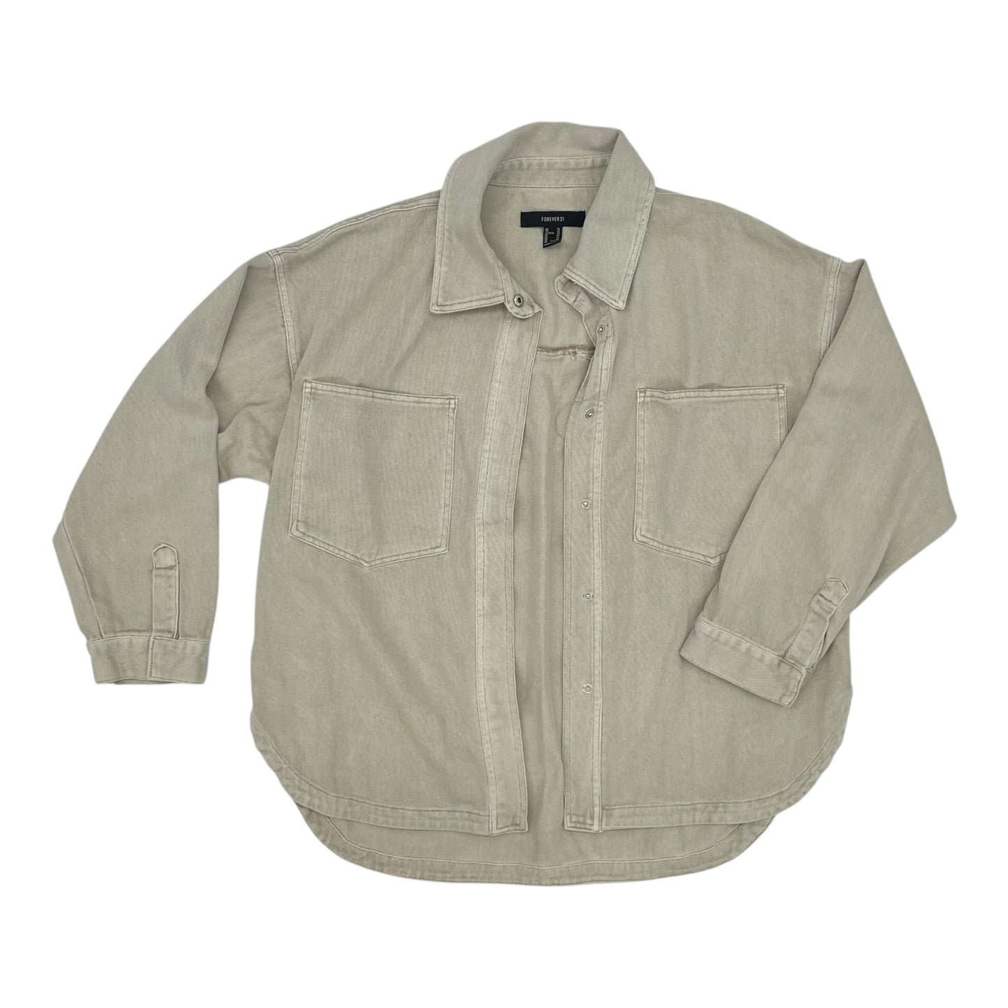Jacket Shirt By Forever 21 In Tan, Size:Xl