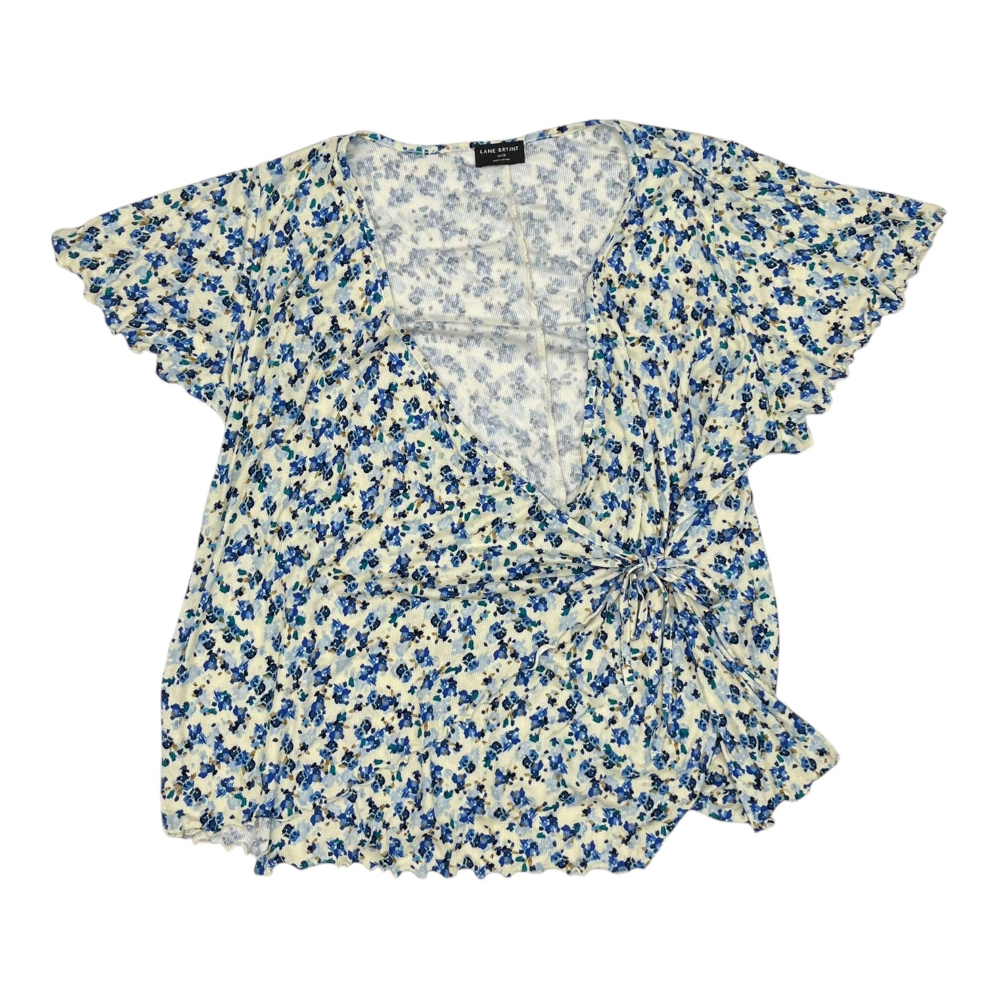 Blouse Ss By Lane Bryant In Blue & Cream, Size:4X