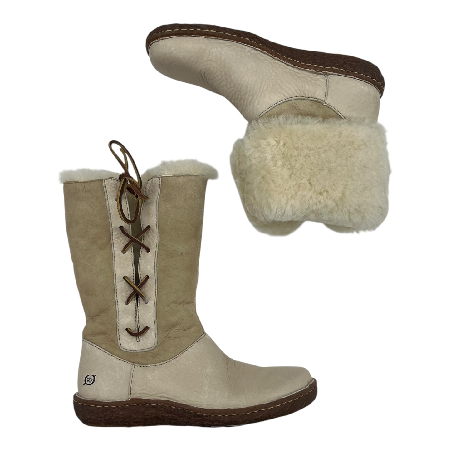 Boots Leather By Born In Cream, Size:8