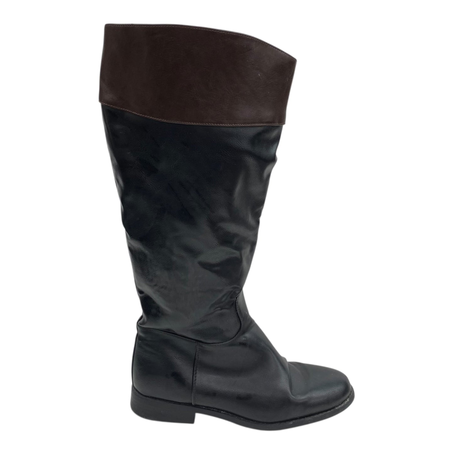 Boots Knee Flats By Just Fab In Black & Brown, Size:9