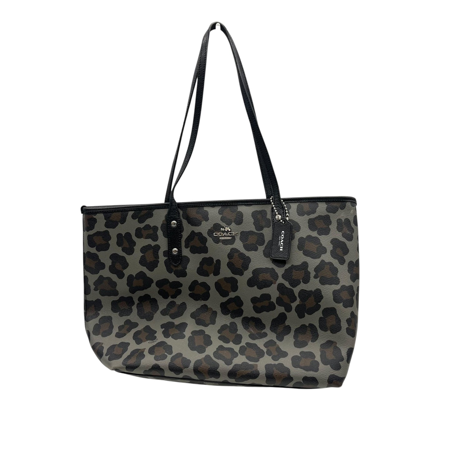 Handbag Designer By Coach In Leopard Print, Size:Medium