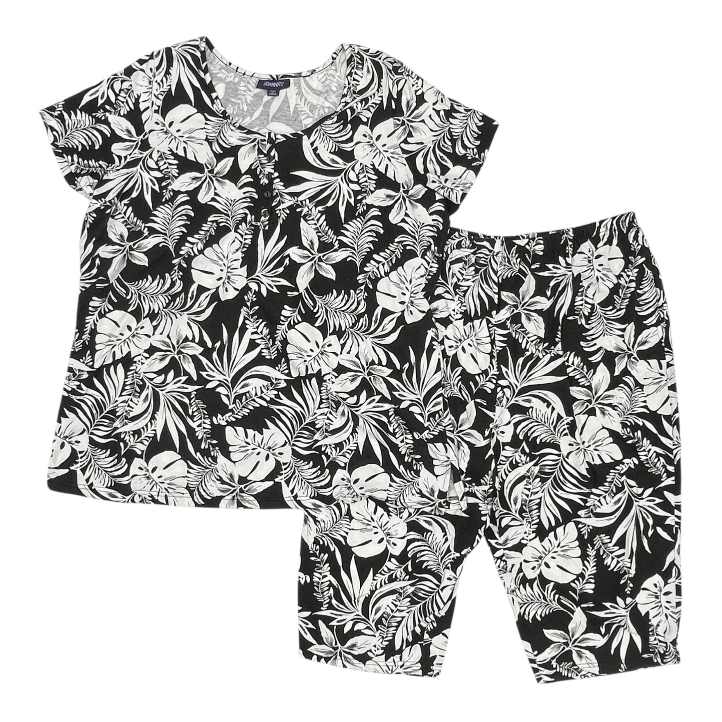 Lounge Set Pants By Roamans In Black & White, Size:2X