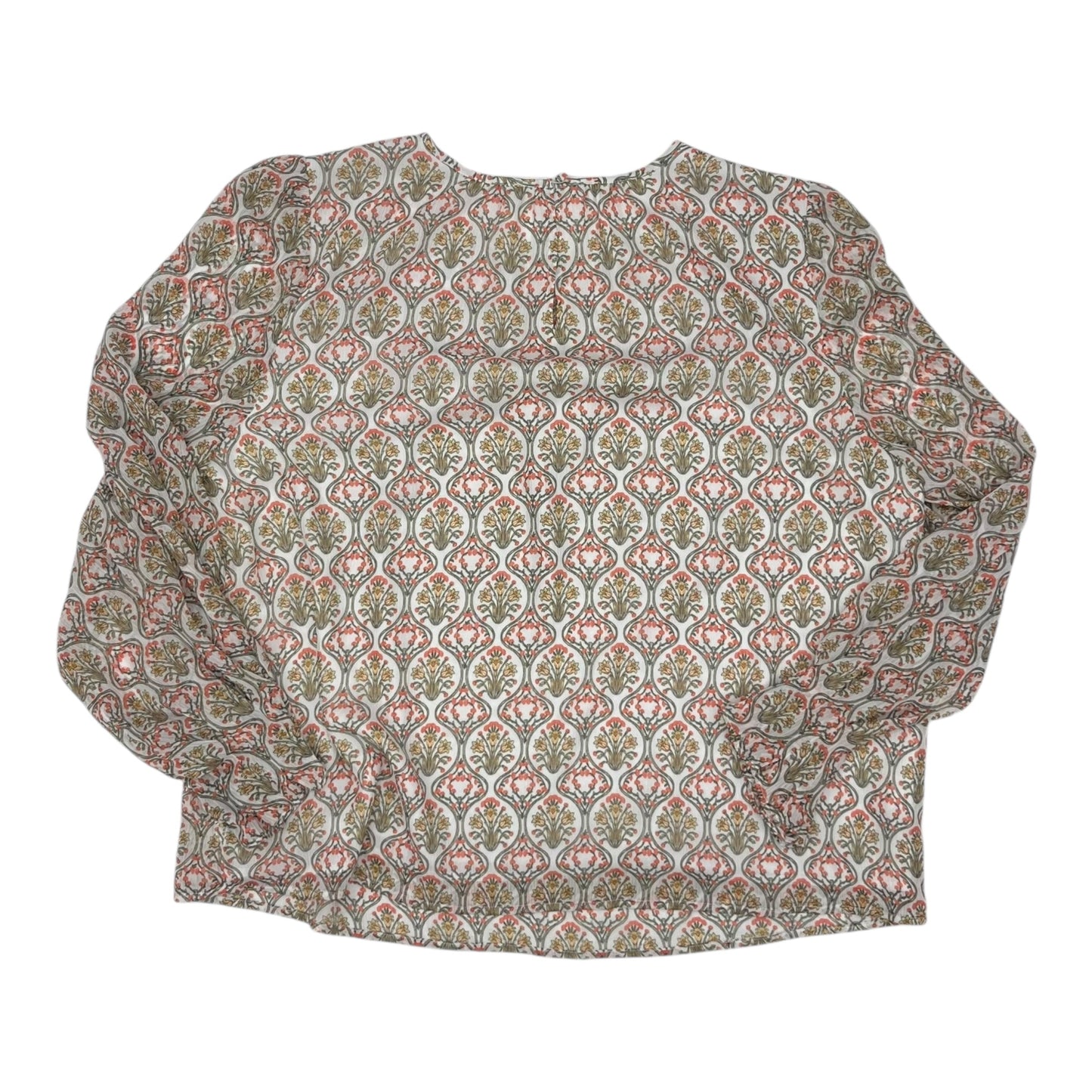 Blouse Ls By Loft In Cream & Orange, Size:Xxl