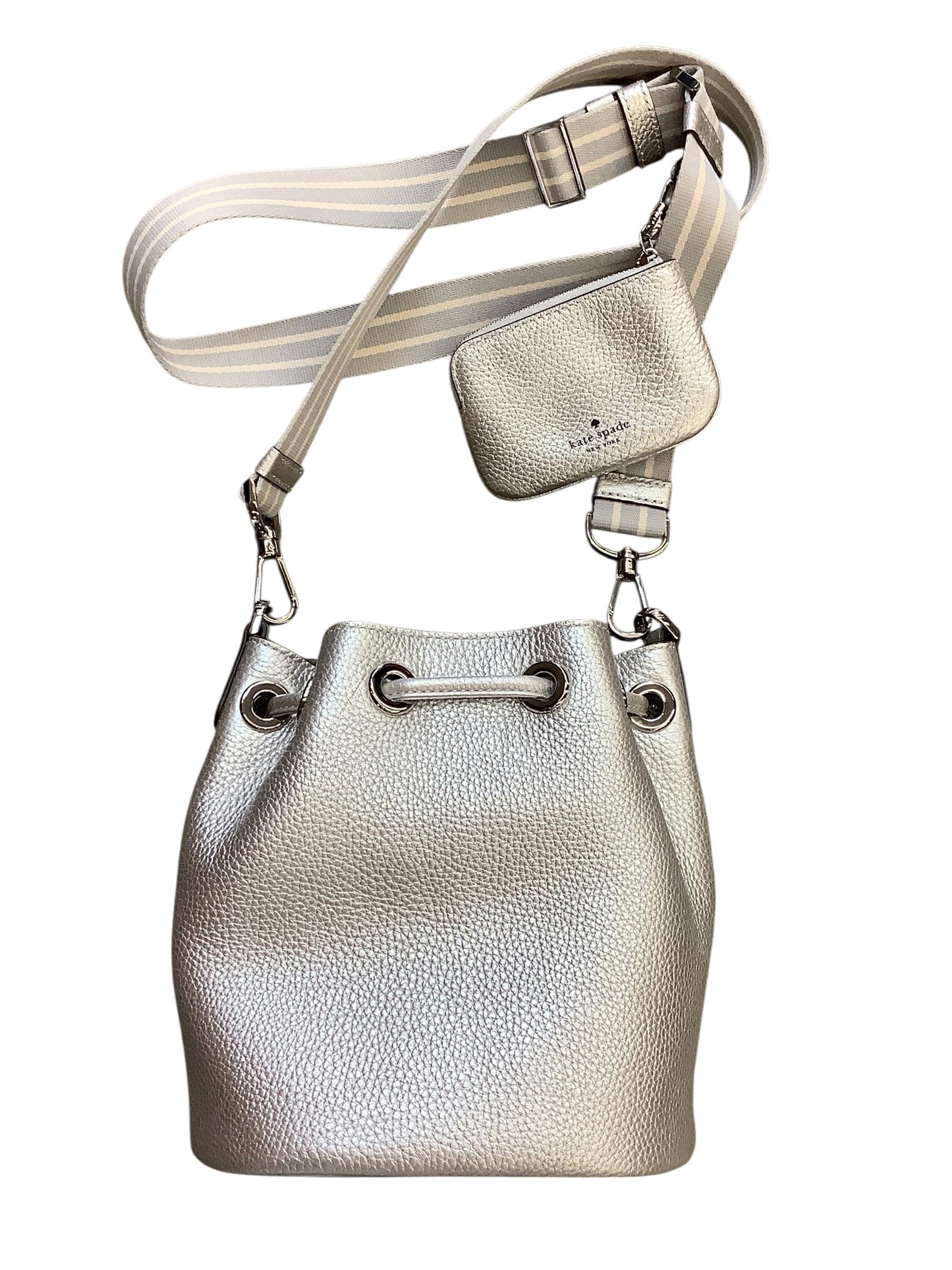 Crossbody Designer By Kate Spade In Silver, Size:Medium
