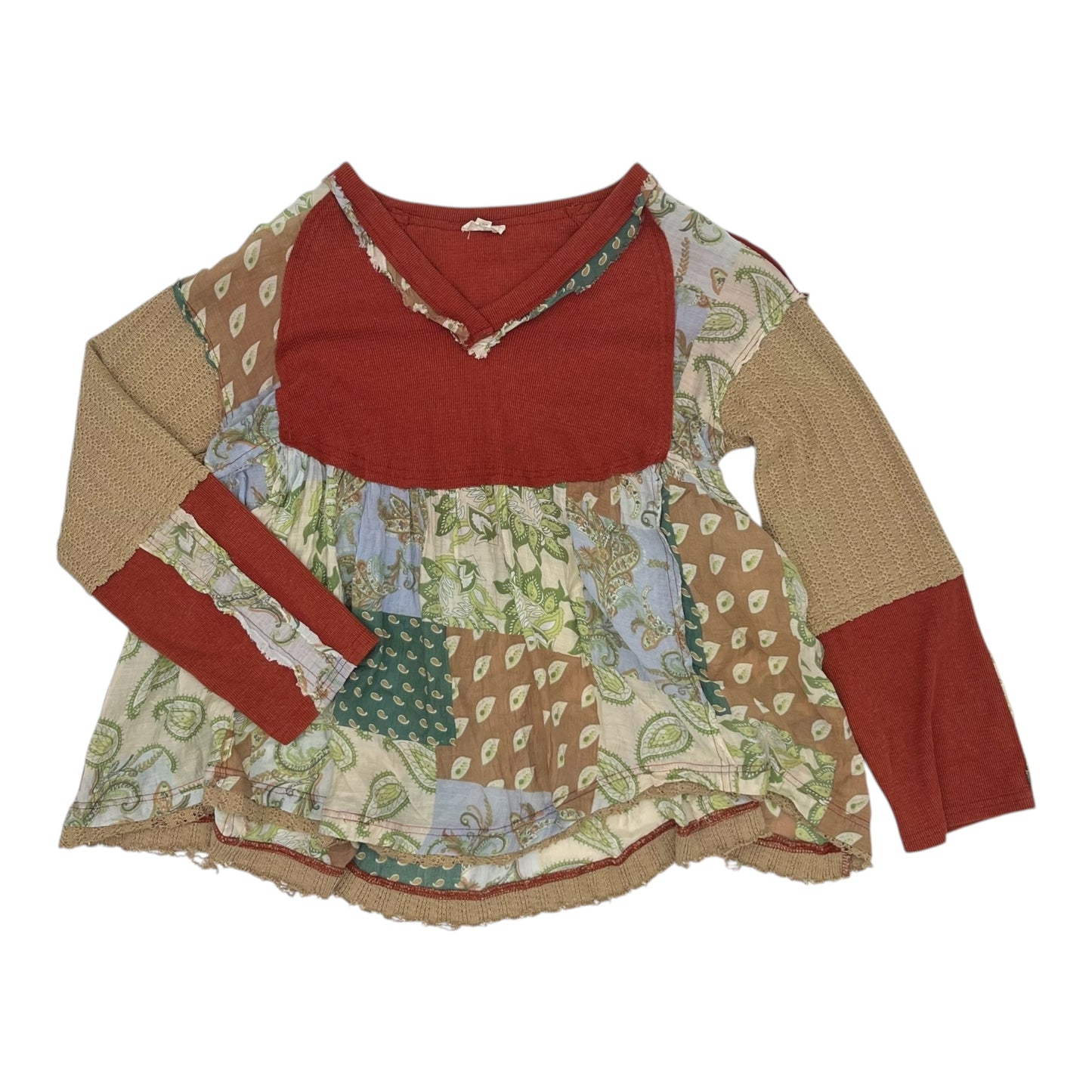 Top Ls By Pol In Orange & Tan, Size:S