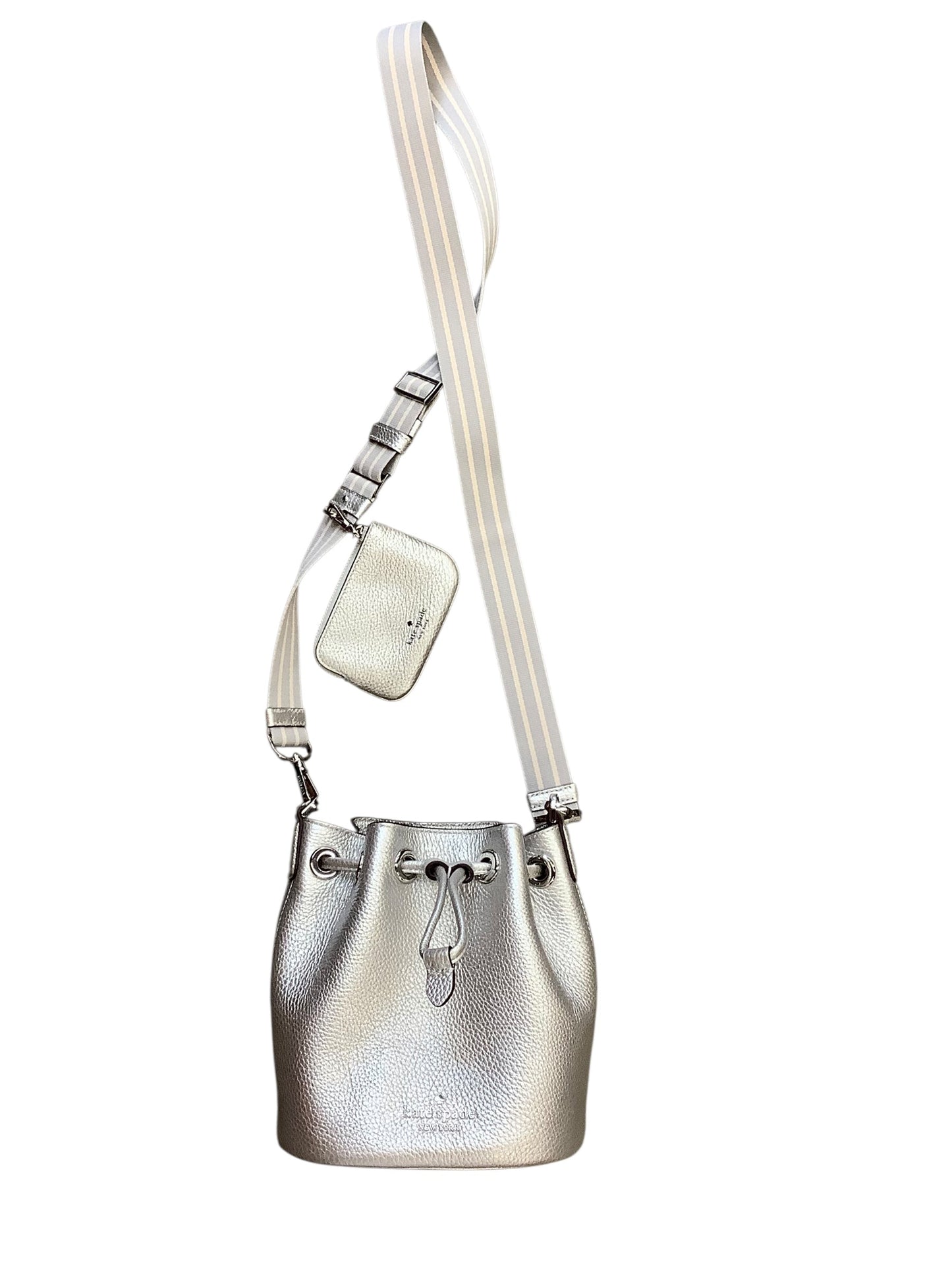 Crossbody Designer By Kate Spade In Silver, Size:Medium