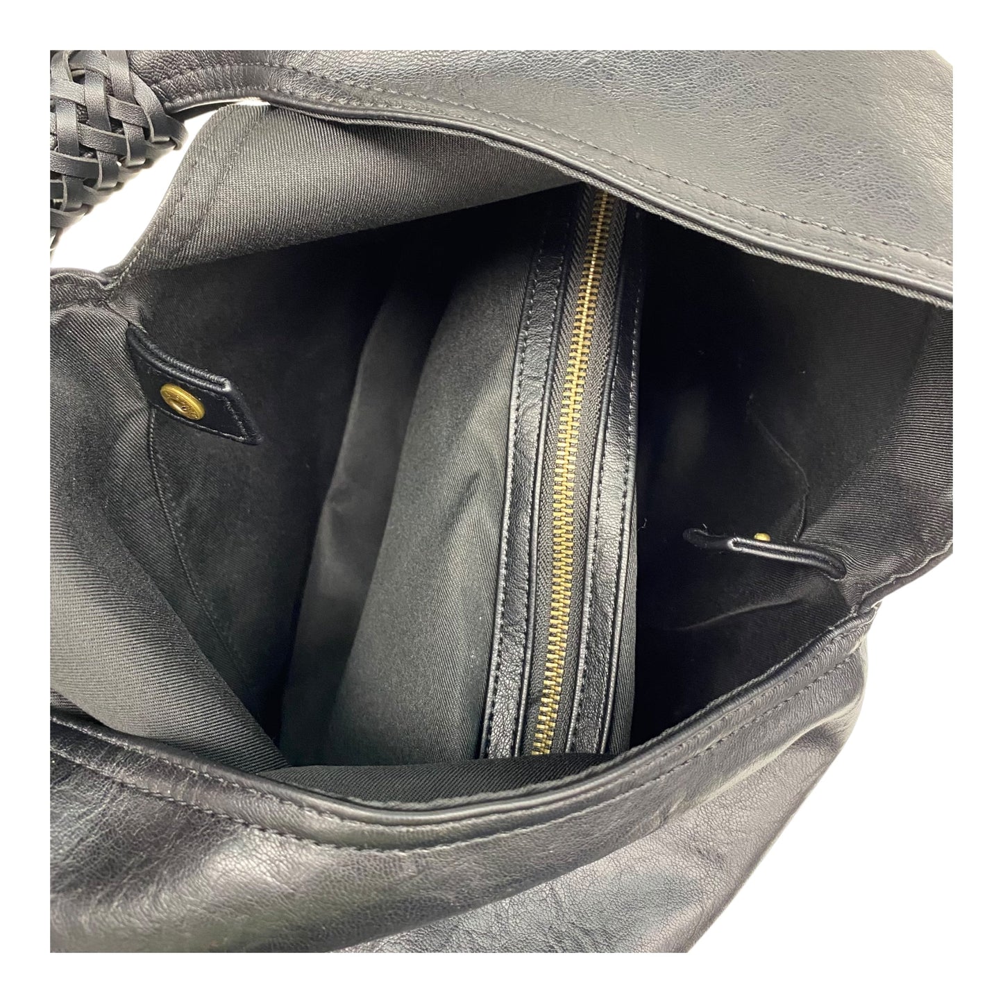 Handbag Leather By Clothes Mentor In Black, Size:Medium