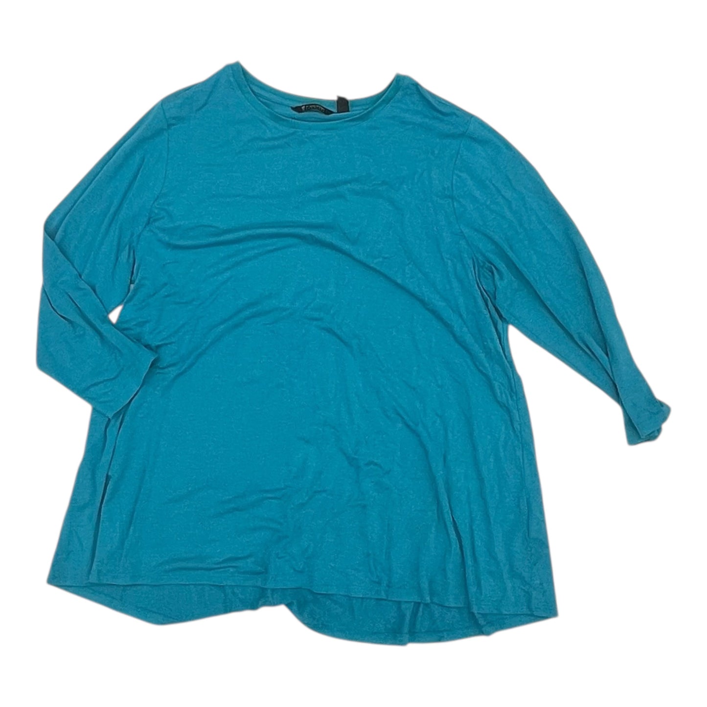 Top 3/4 Sleeve Basic By H For Halston In Aqua, Size:1X