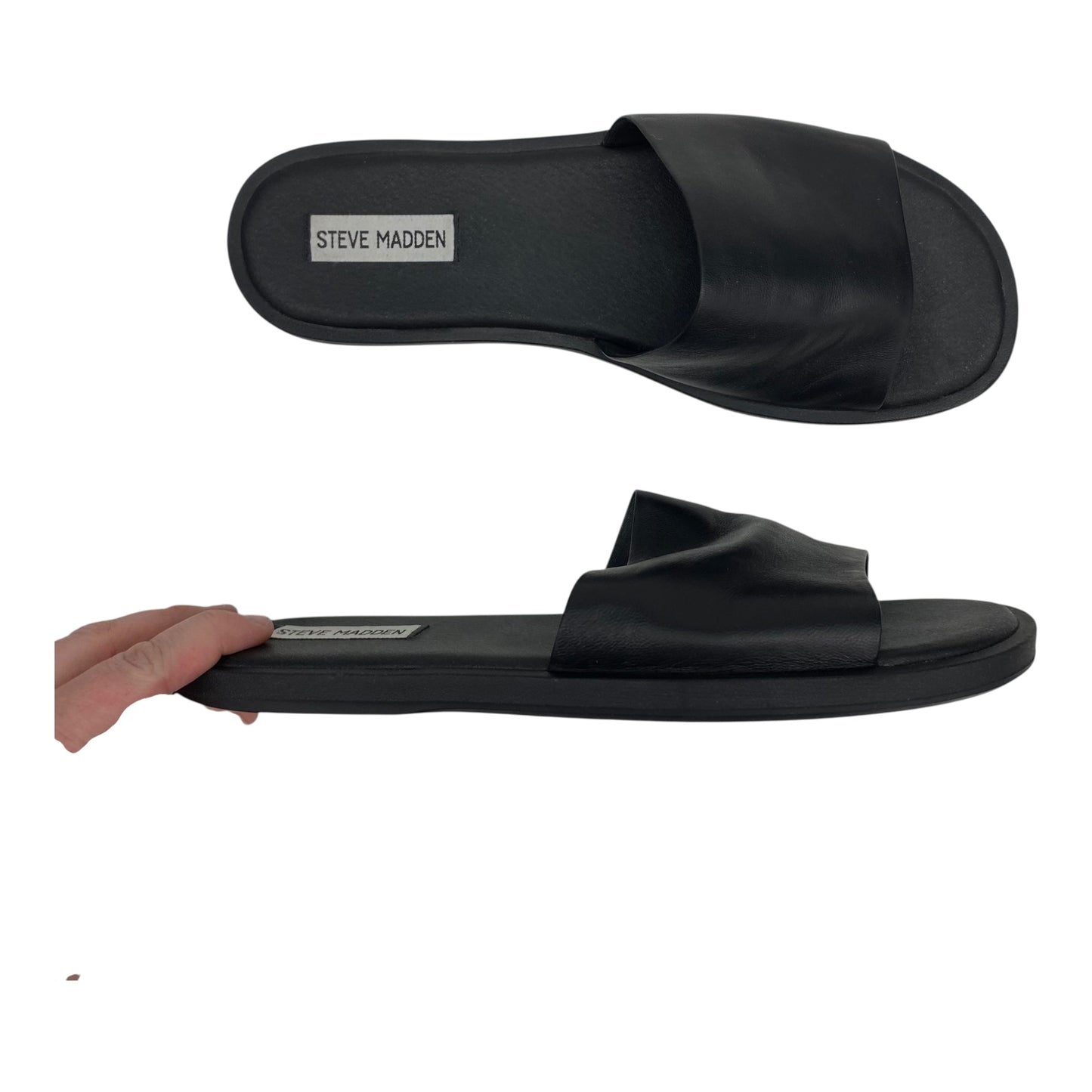 Sandals Flats By Steve Madden In Black, Size:10