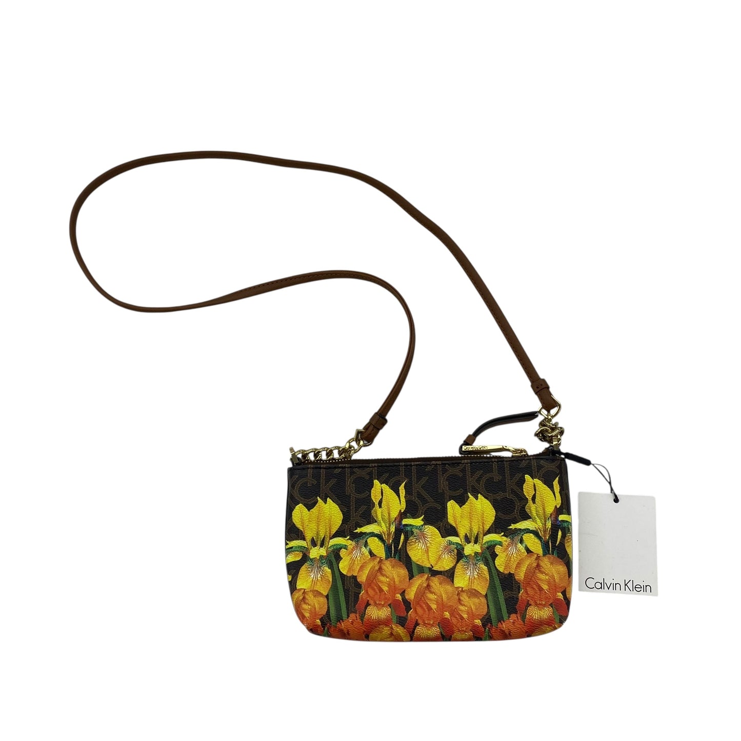 Crossbody By Calvin Klein In Brown & Yellow, Size:Medium