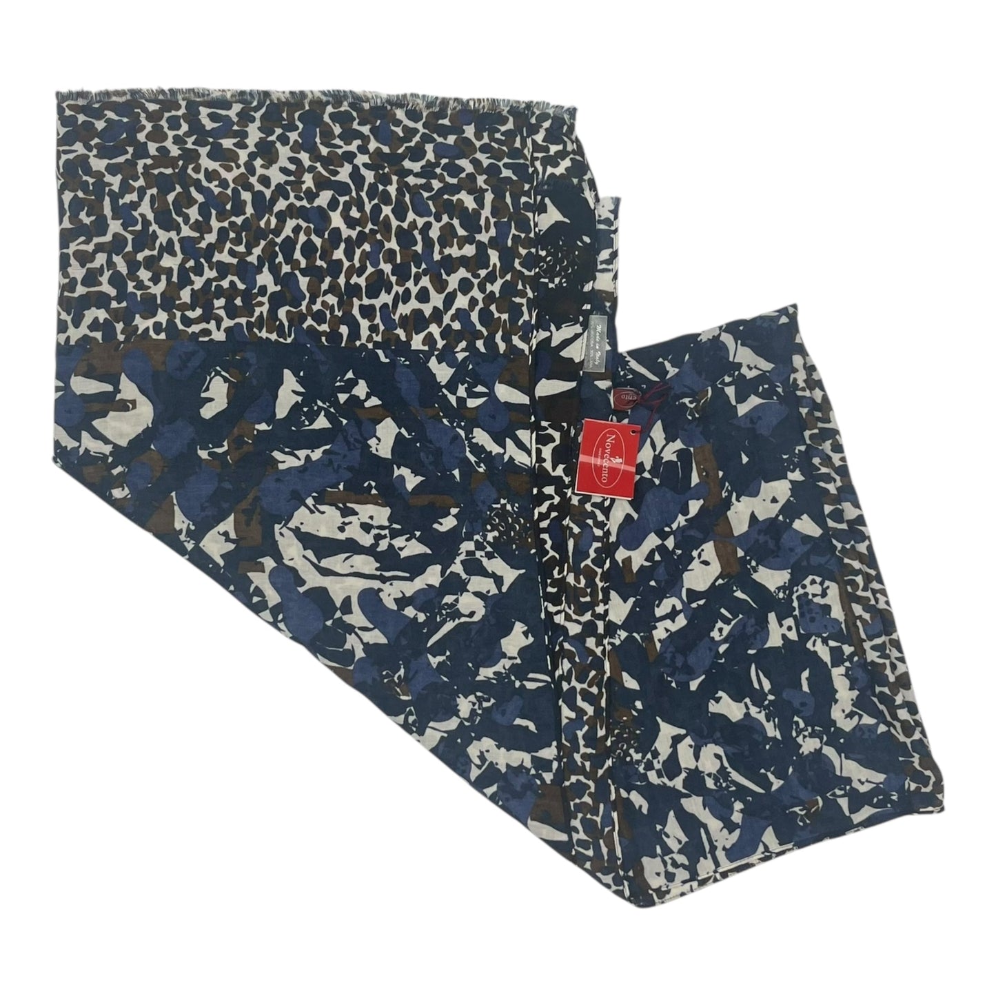 Scarf Long By Clothes Mentor In Blue & Cream