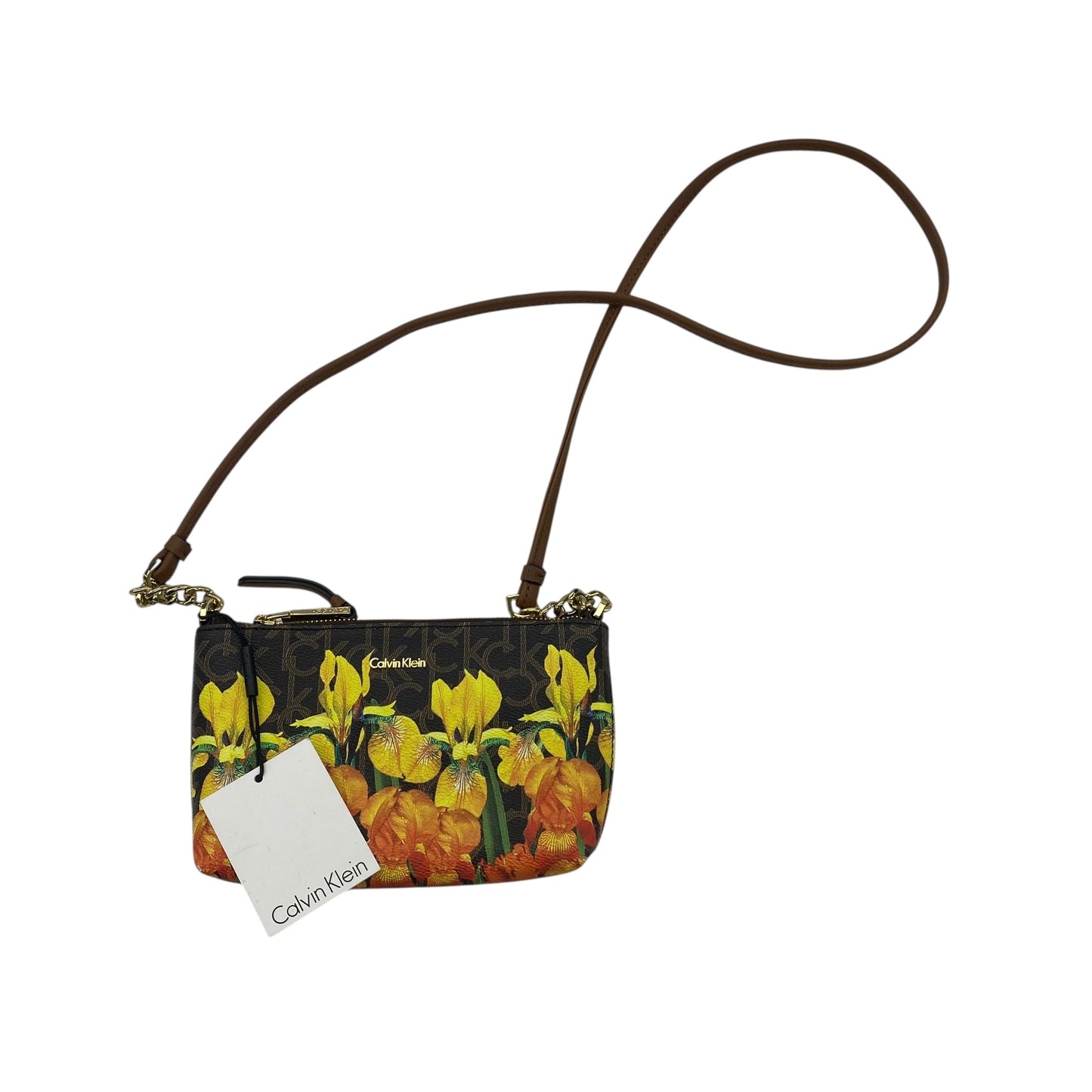 Crossbody By Calvin Klein In Brown & Yellow, Size:Medium
