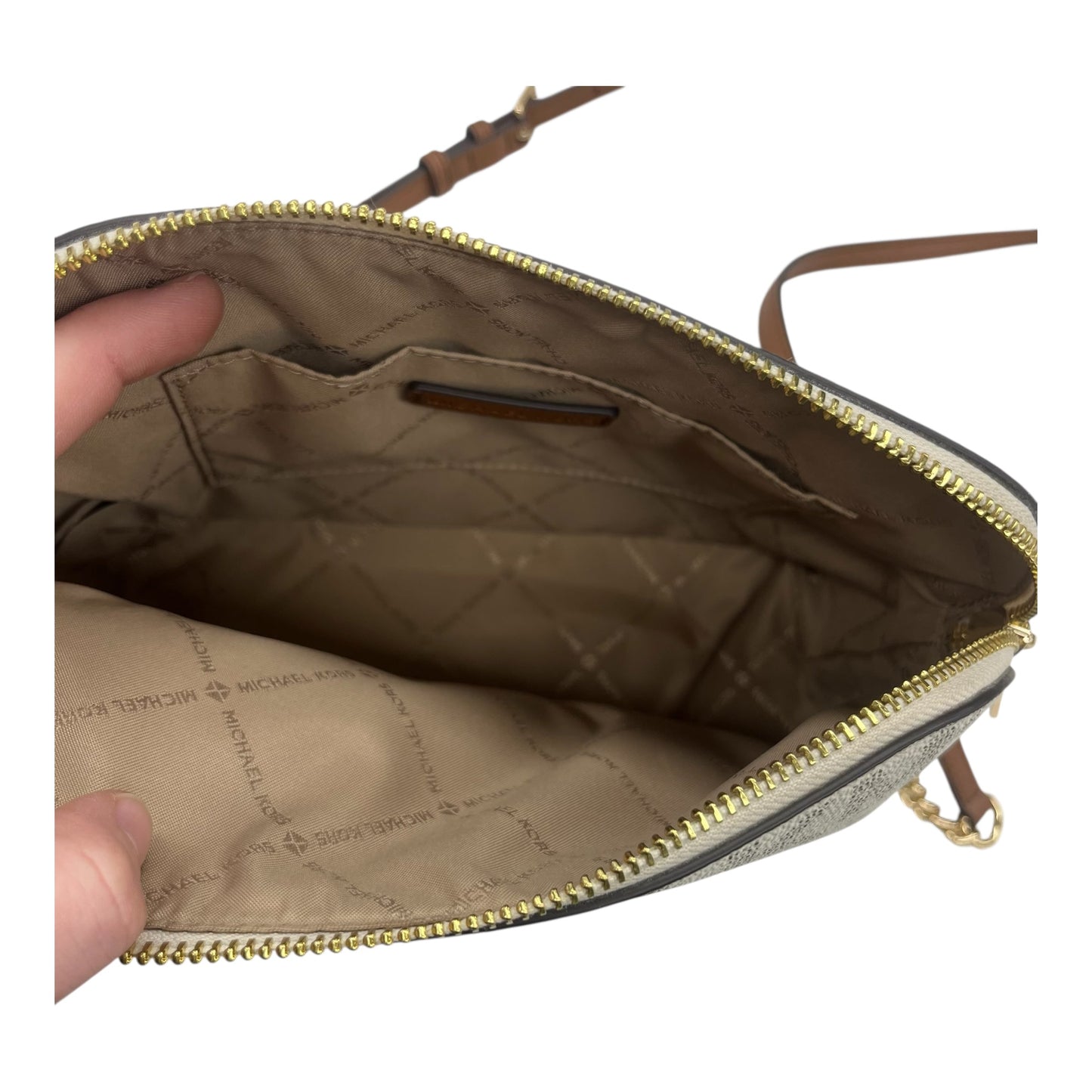 Crossbody Designer By Michael Kors In Cream, Size:Medium