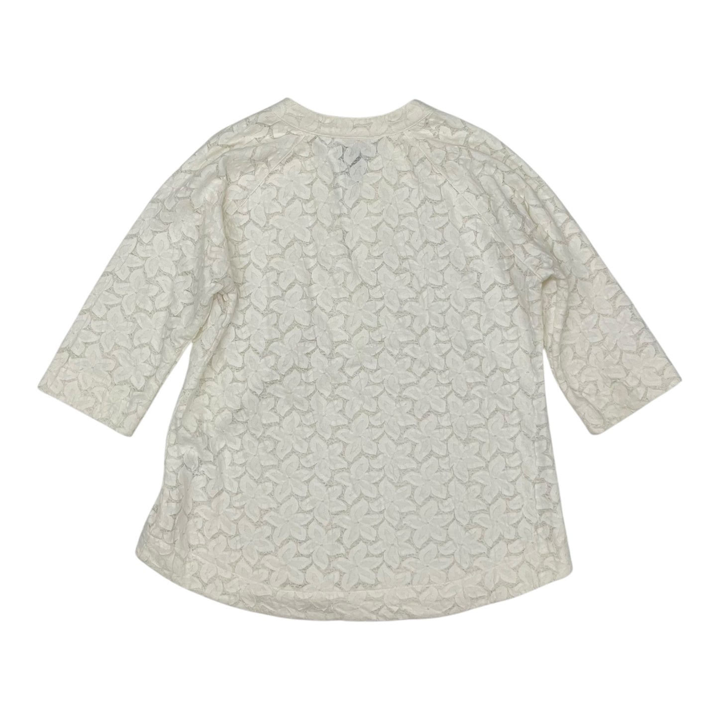 Blouse 3/4 Sleeve By Nic + Zoe In Cream, Size:L