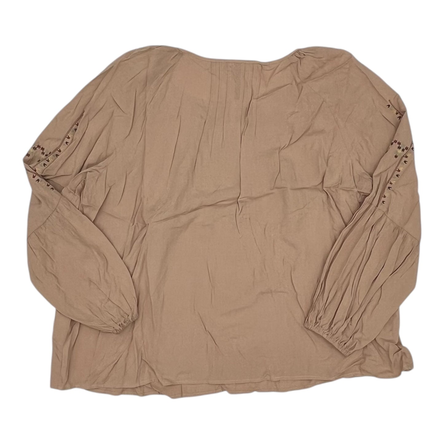 Blouse Ls By Grace + Karma In Tan, Size:Xl
