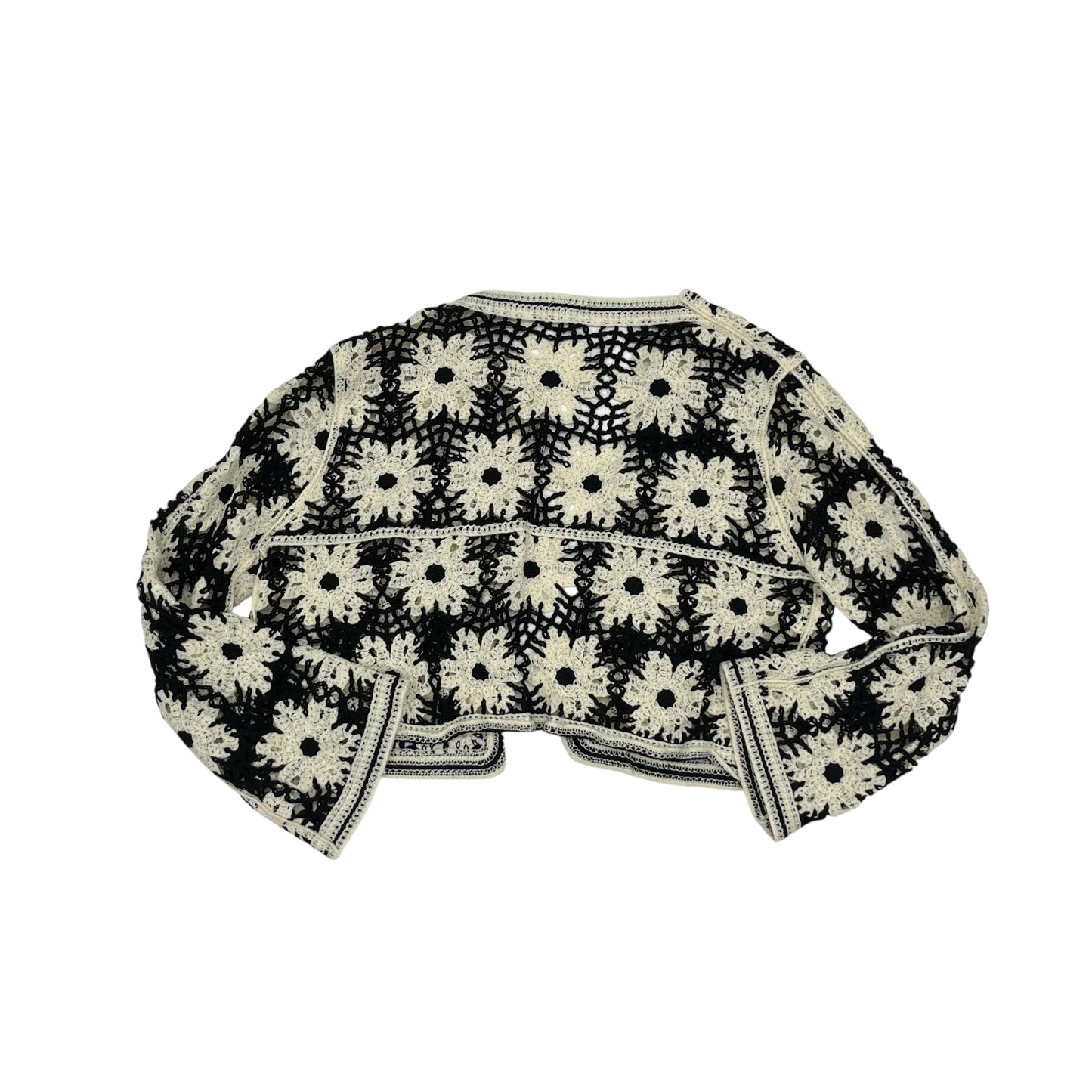 Sweater Cardigan By Pol In Black & Cream, Size:S