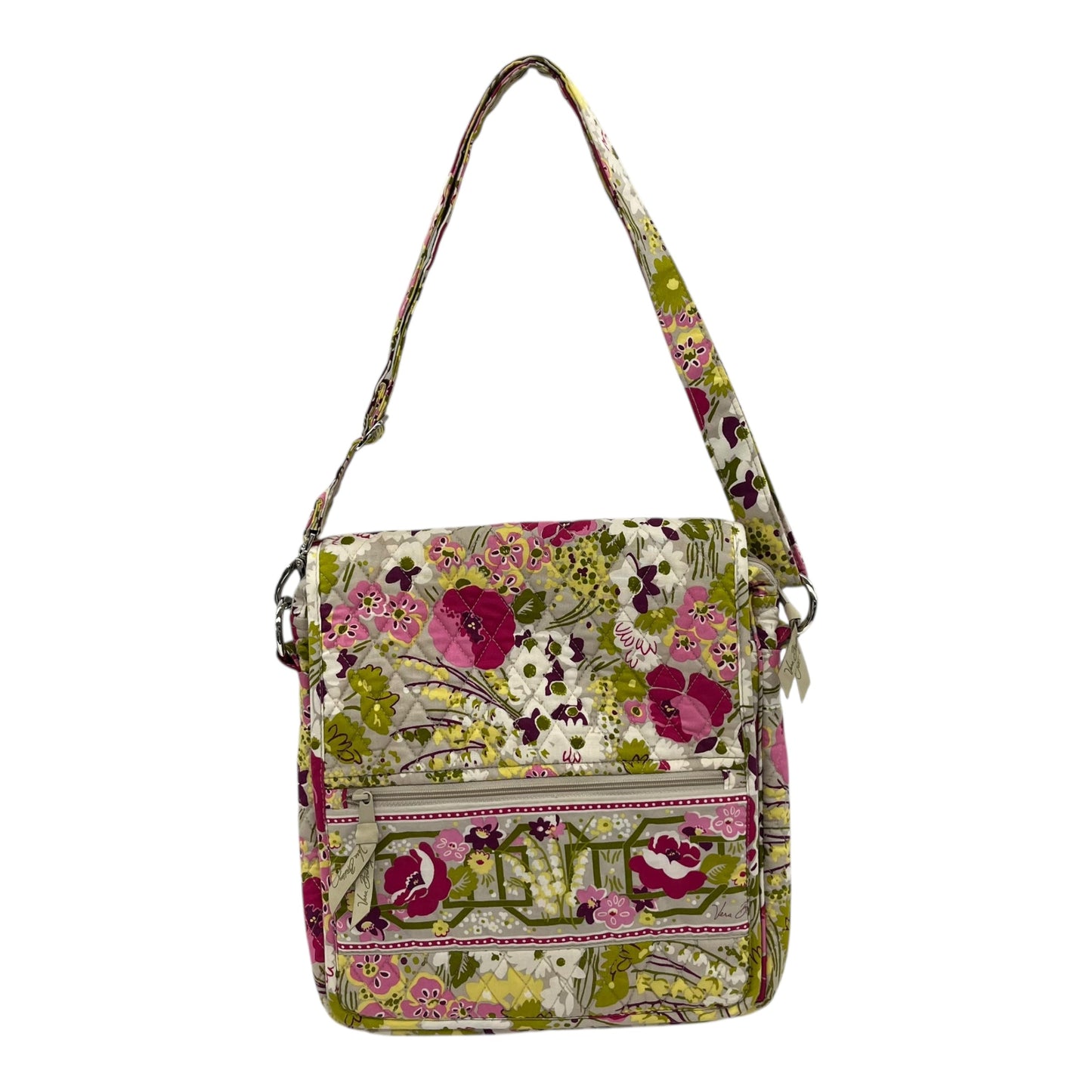 Handbag By Vera Bradley In Green & Pink, Size:Medium