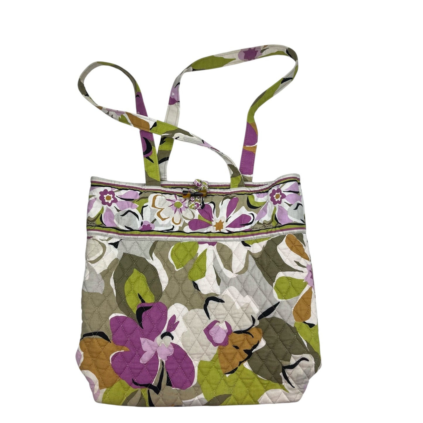 Handbag By Vera Bradley In Cream & Green, Size:Medium