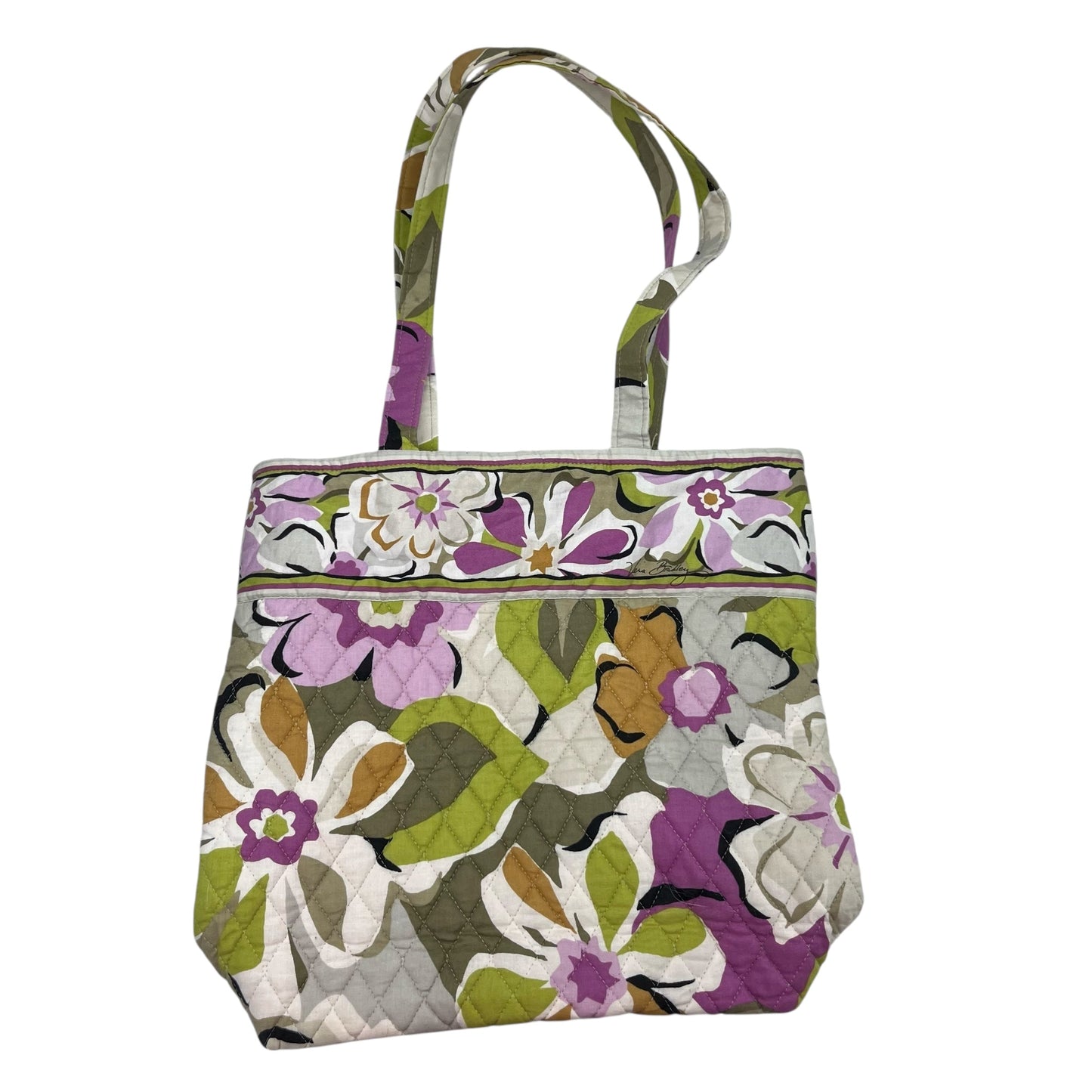 Handbag By Vera Bradley In Cream & Green, Size:Medium