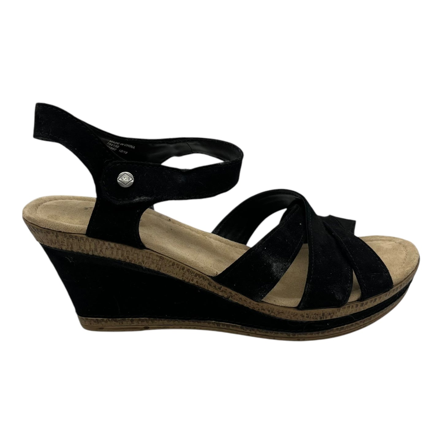 Sandals Heels Wedge By St Johns Bay In Black, Size:9.5