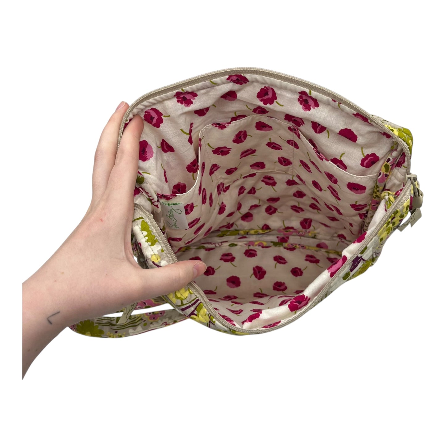 Handbag By Vera Bradley In Green & Pink, Size:Medium