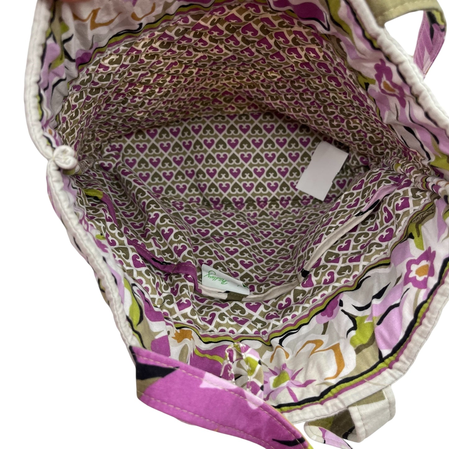 Handbag By Vera Bradley In Cream & Green, Size:Medium