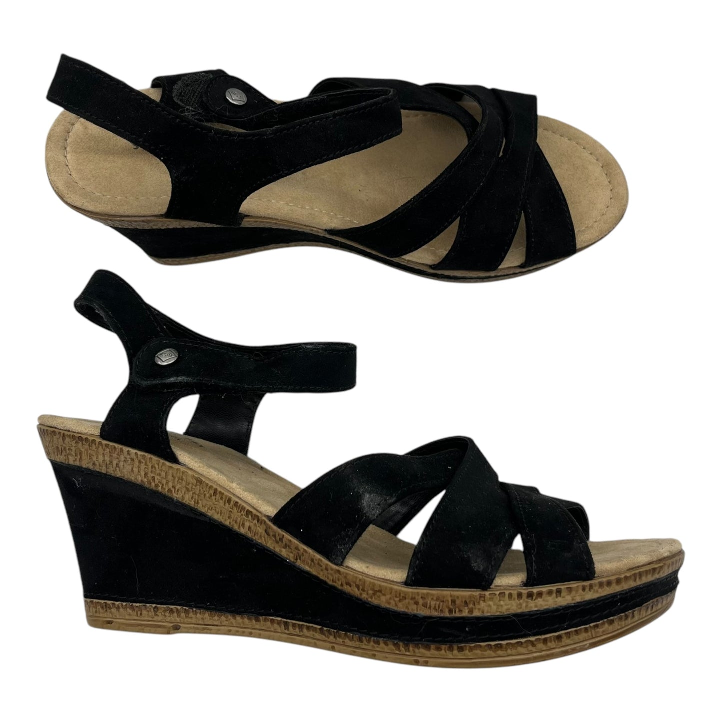Sandals Heels Wedge By St Johns Bay In Black, Size:9.5