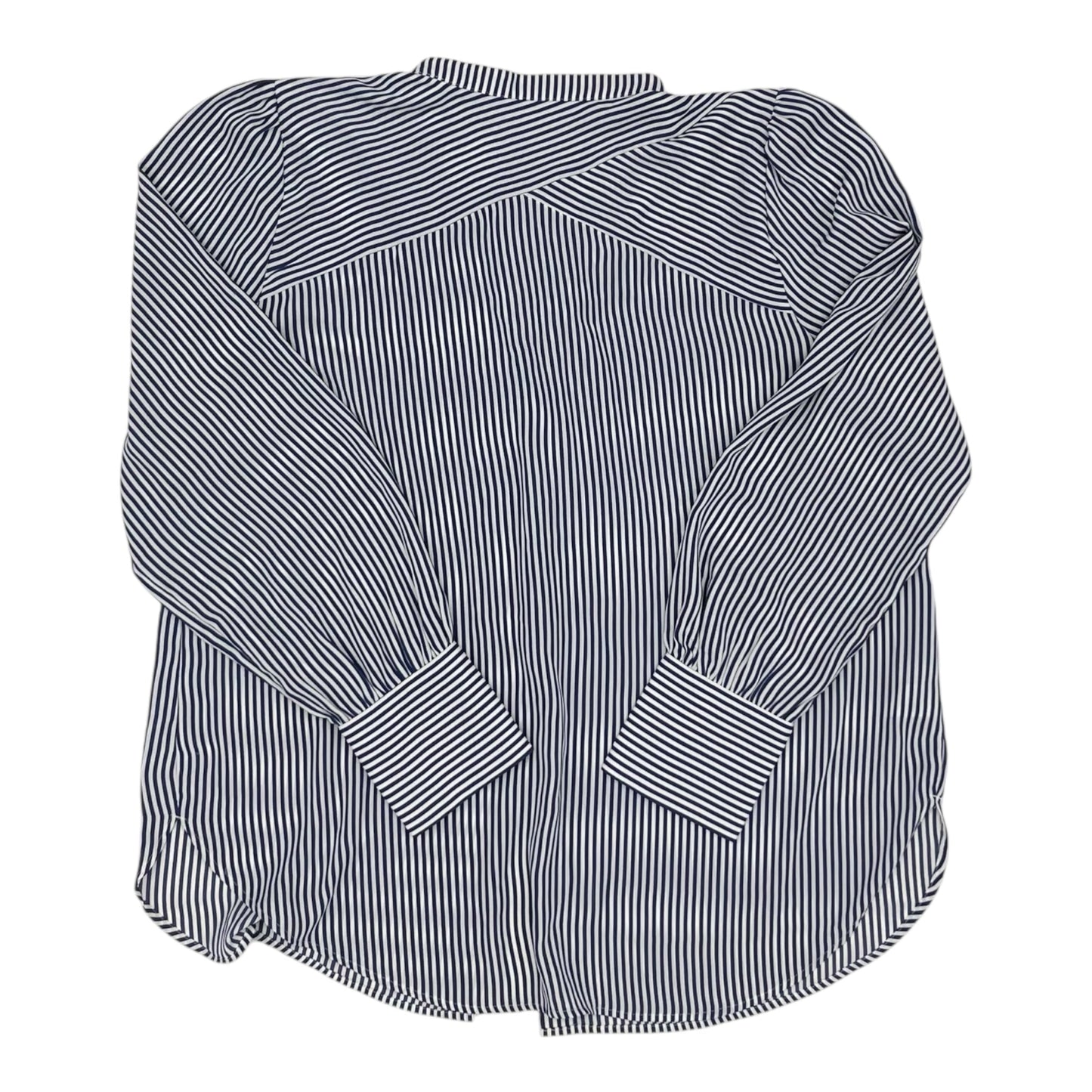 Blouse Ls By Loft In Blue & White, Size:L