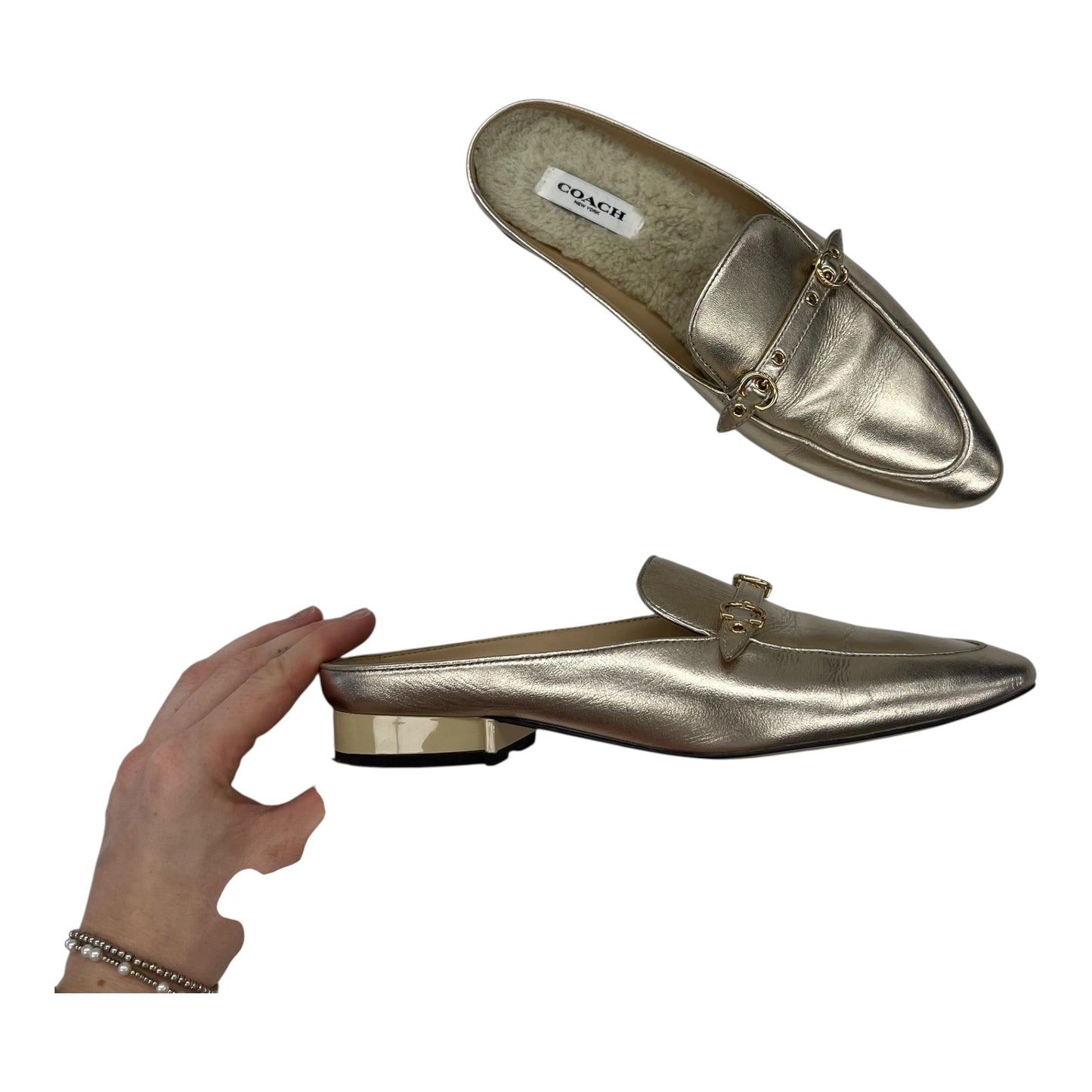 Shoes Designer By Coach In Gold, Size:6