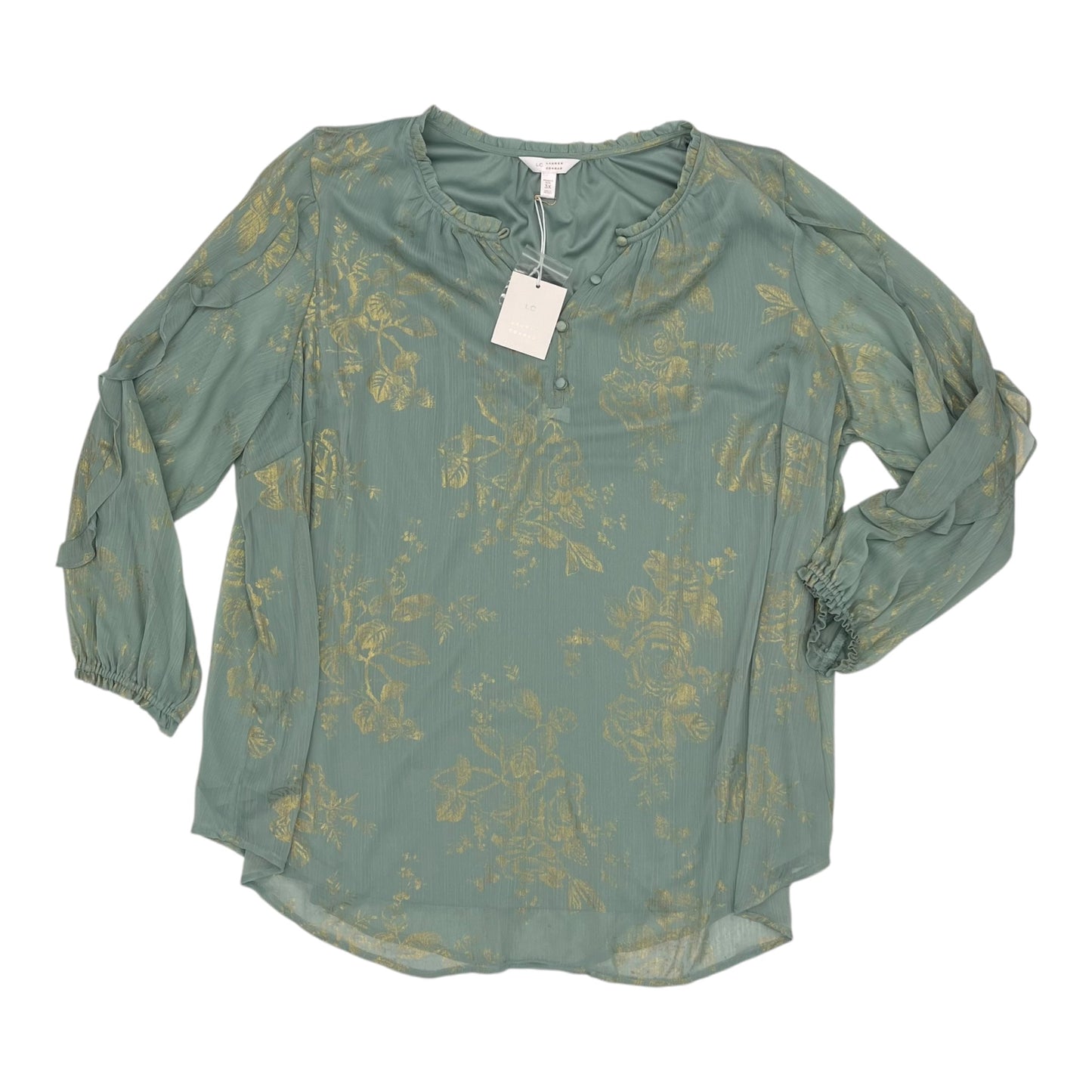 Blouse Ls By Lc Lauren Conrad In Green, Size:3X