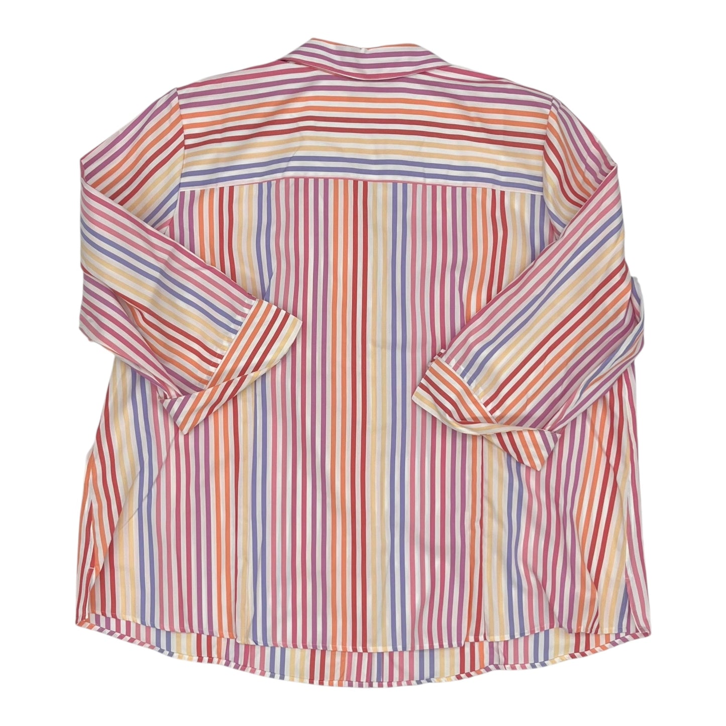 Blouse 3/4 Sleeve By Foxcroft In Striped Pattern, Size:3X