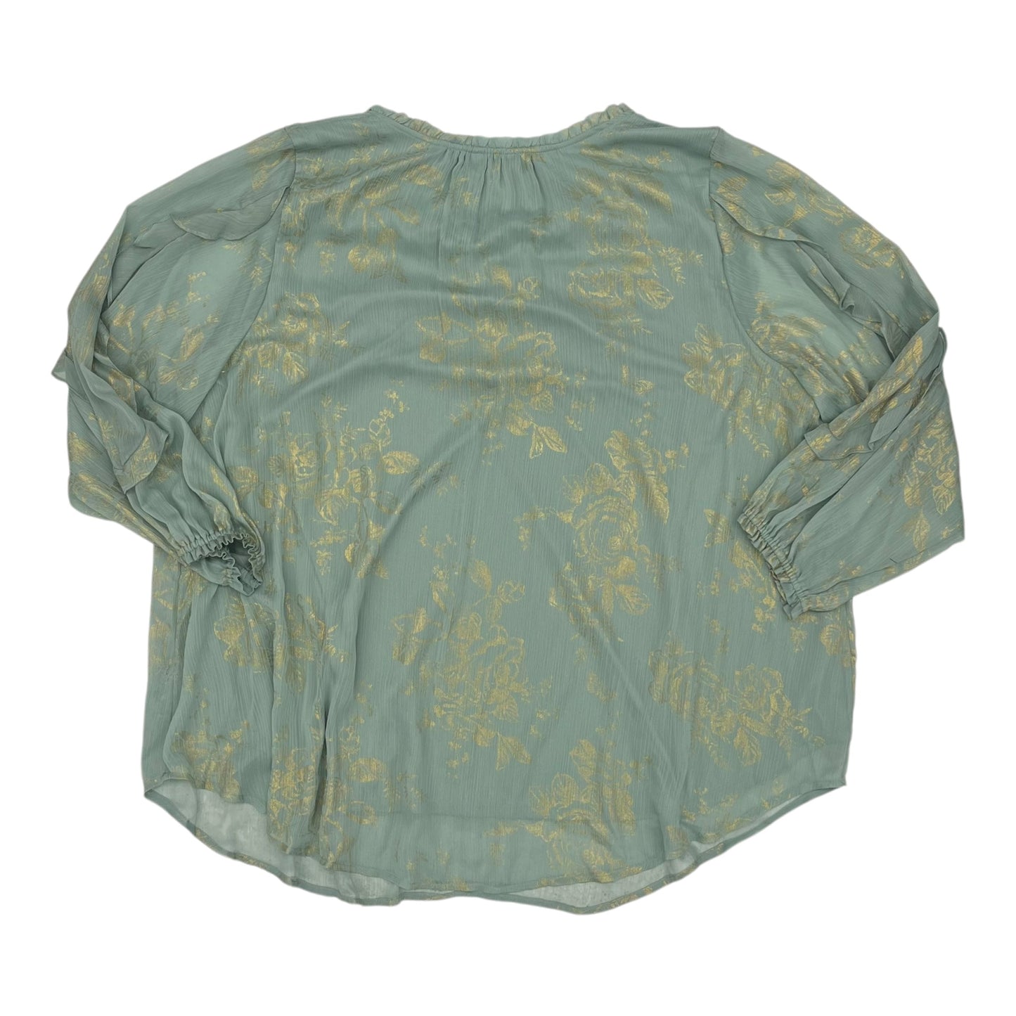 Blouse Ls By Lc Lauren Conrad In Green, Size:3X