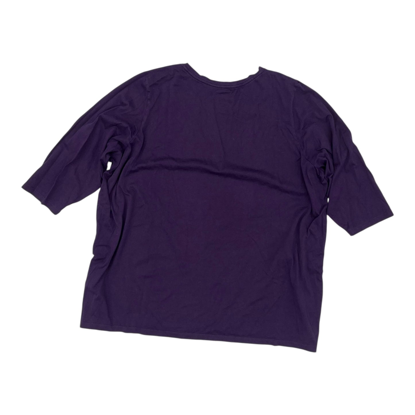 Top 3/4 Sleeve Basic By Lands End In Purple, Size:3X