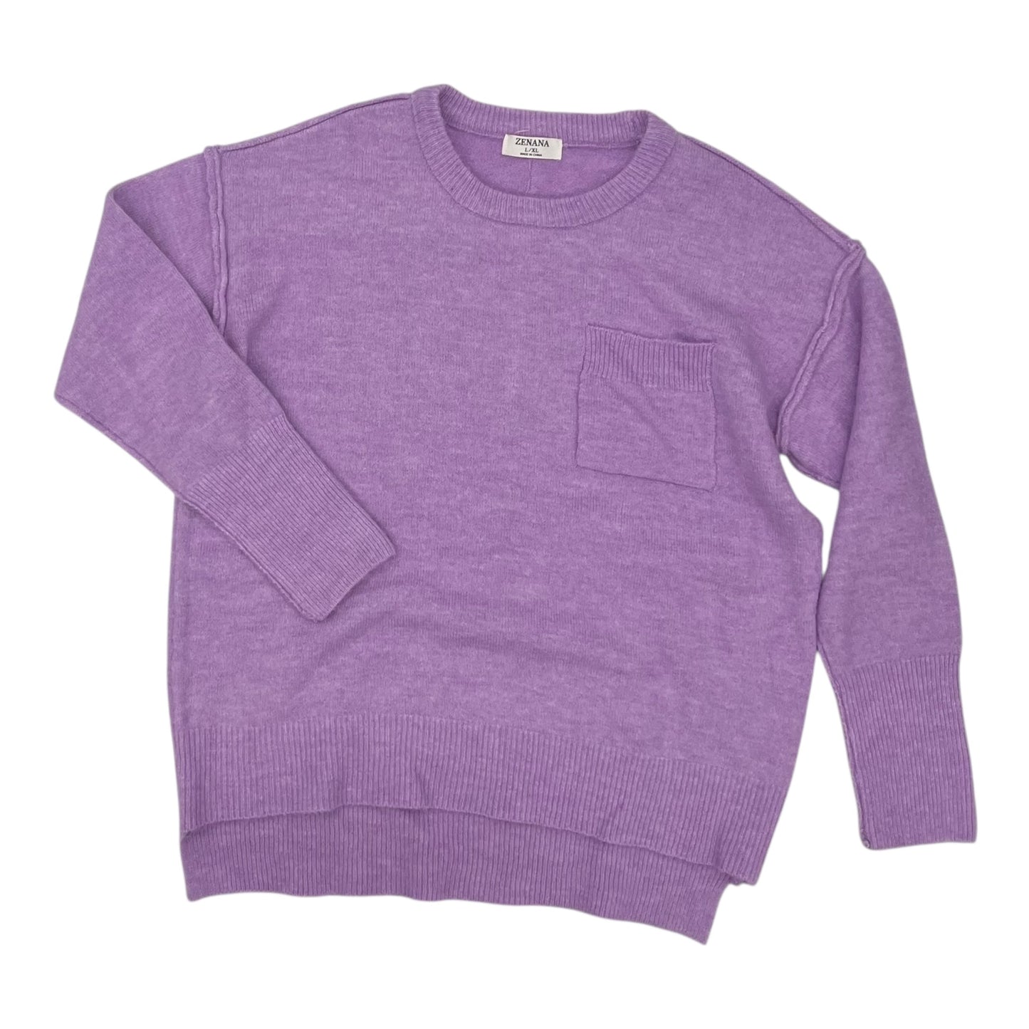 Sweater By Zenana Outfitters In Purple, Size:L