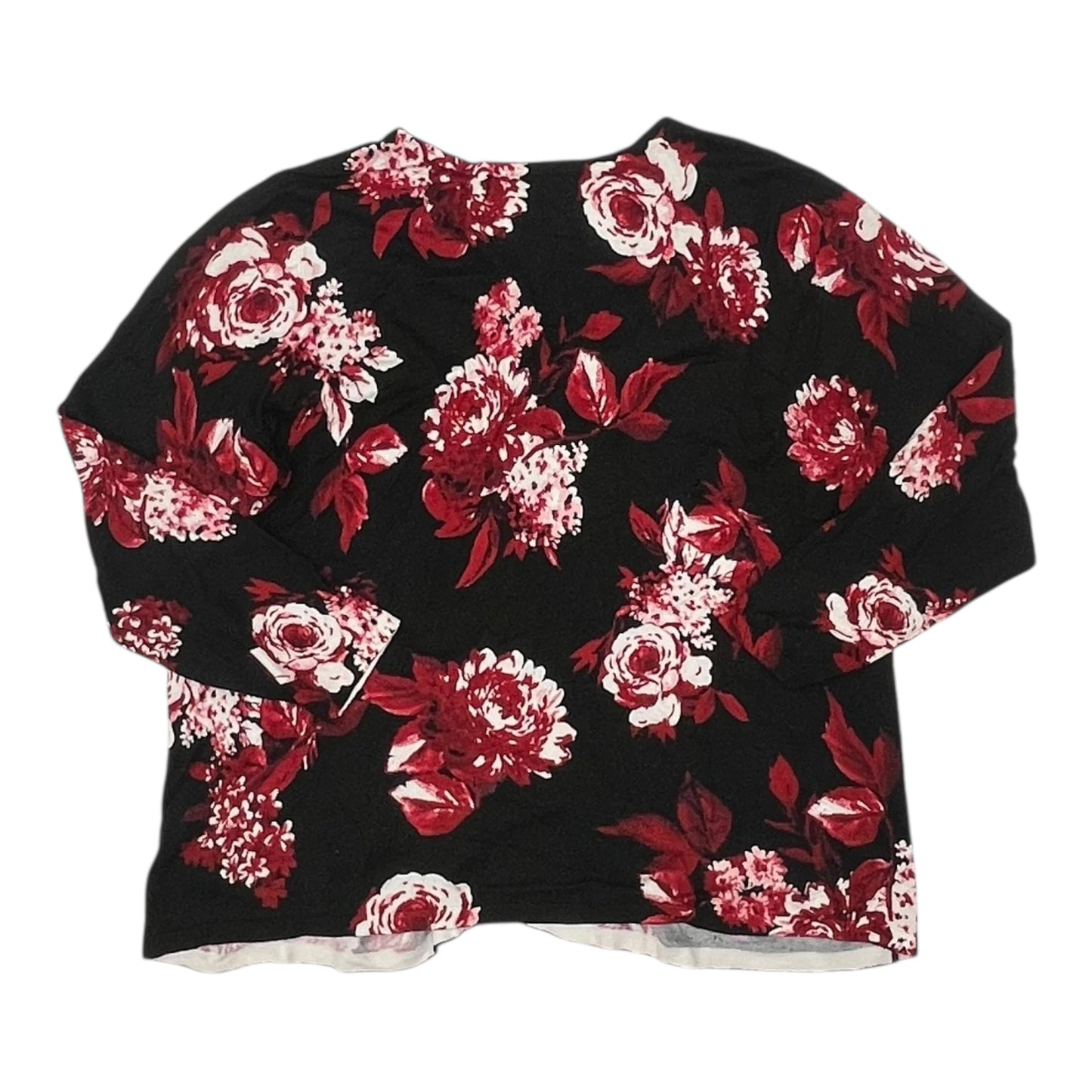 Sweater Cardigan By Cj Banks In Black & Red, Size:2X