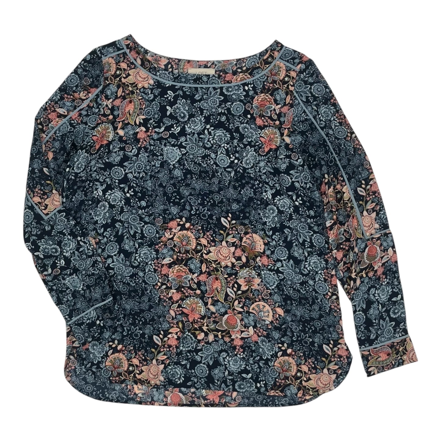 Blouse Ls By Loft In Blue, Size:S