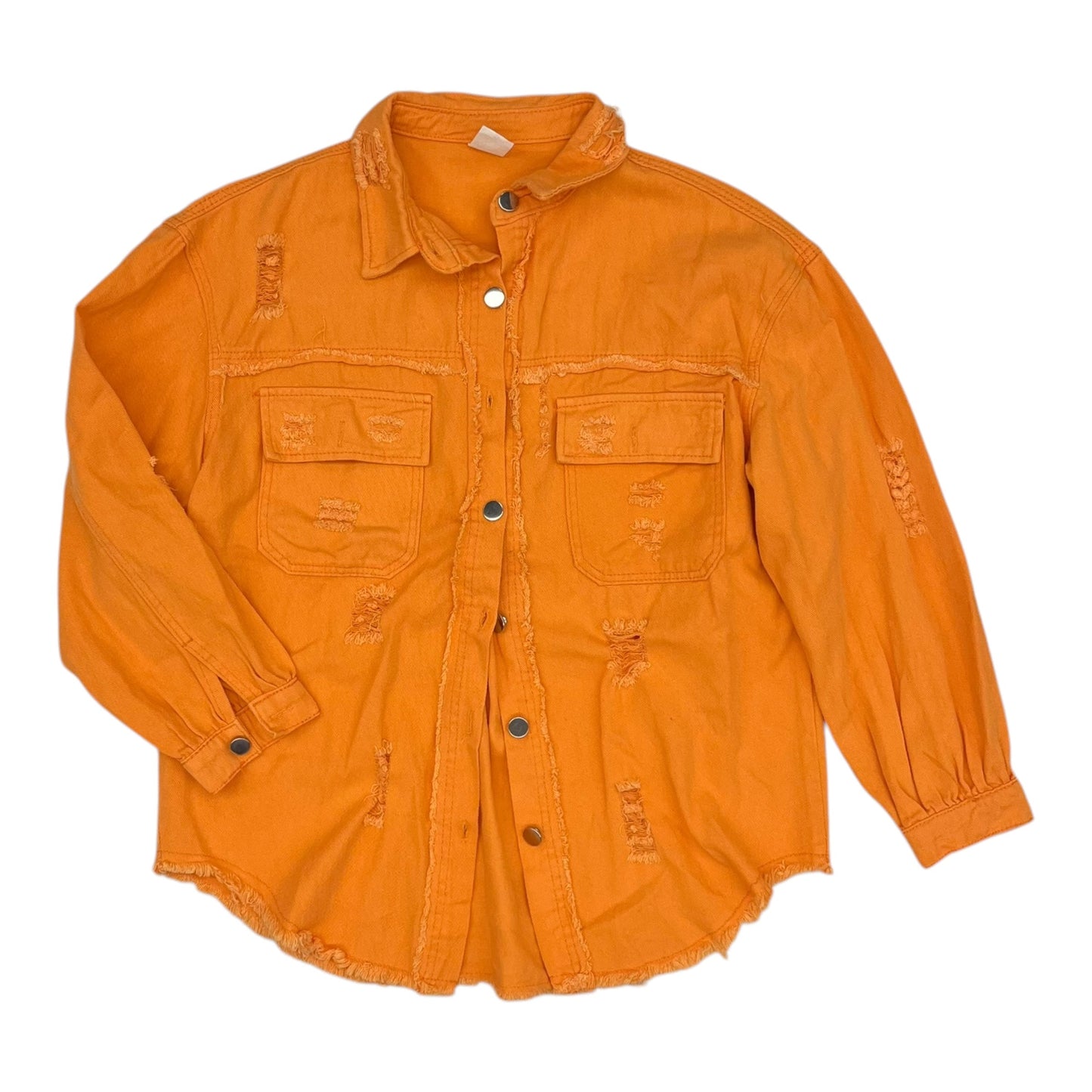Jacket Denim By Clothes Mentor In Orange Denim, Size:S