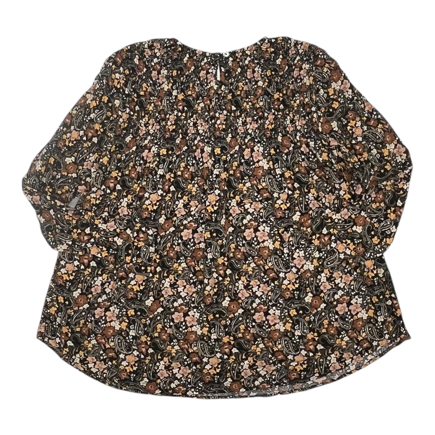 Blouse Ls By J. Jill In Black & Brown, Size:Xsp