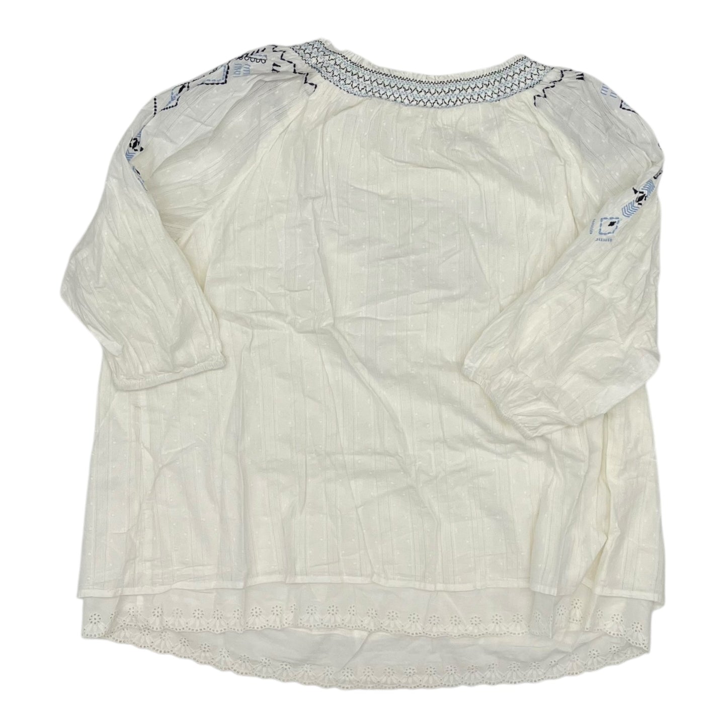 Blouse 3/4 Sleeve By Westport In White, Size:3X