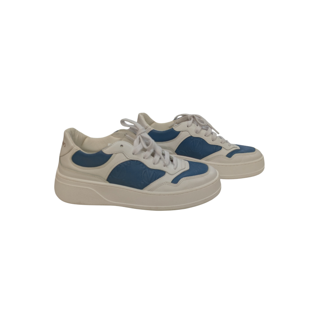Shoes Designer By Valentino-Mario In Blue & White, Size:10