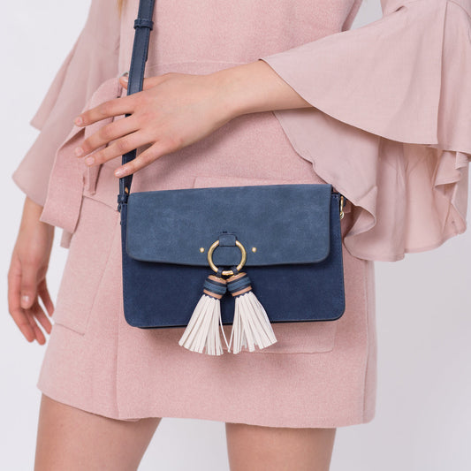 Pink dress, secondhand designer bag
