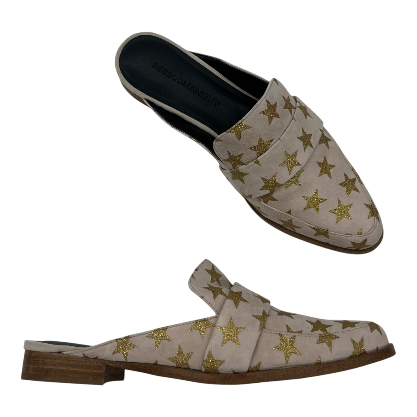 Shoes Designer By Rebecca Minkoff In Gold & Tan, Size:7.5